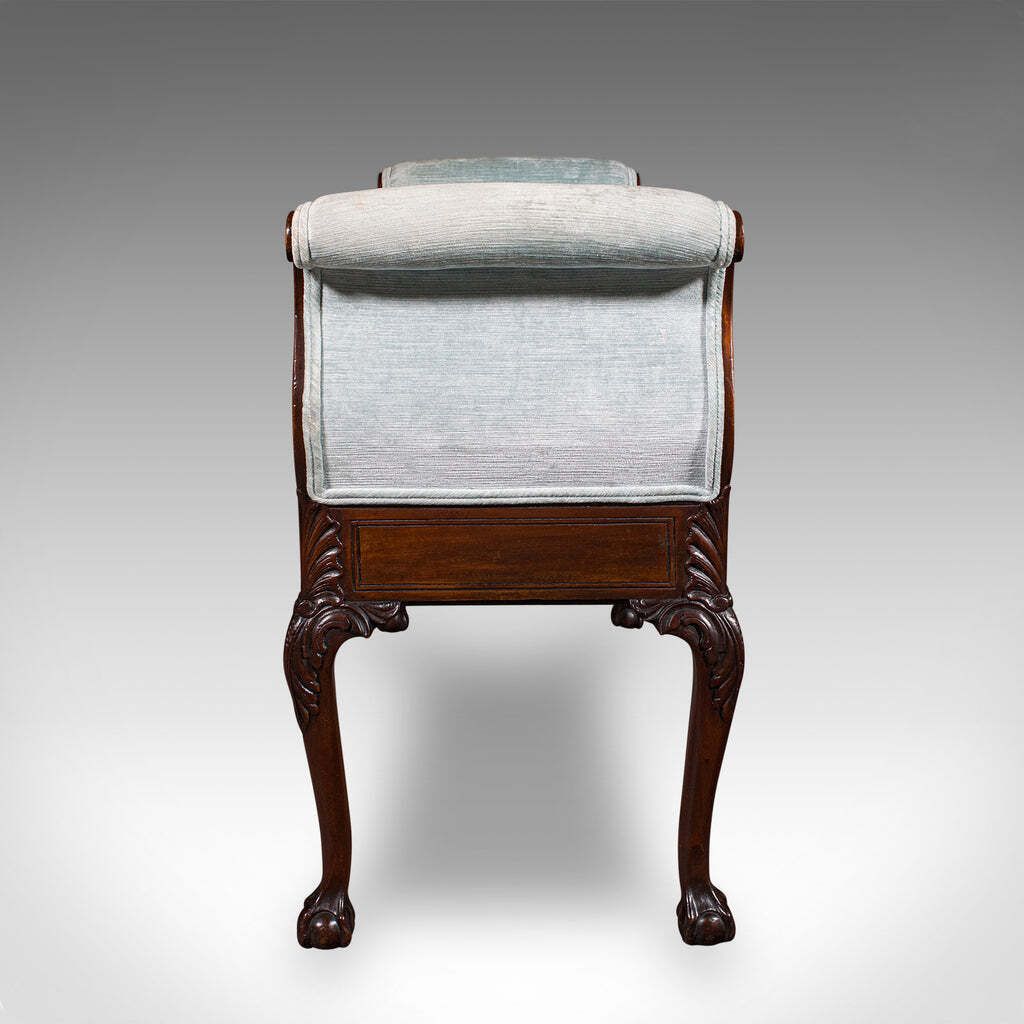 Antique Window Seat, English, Walnut, Duet, Bench, Georgian Revival, Edwardian photo vinterior