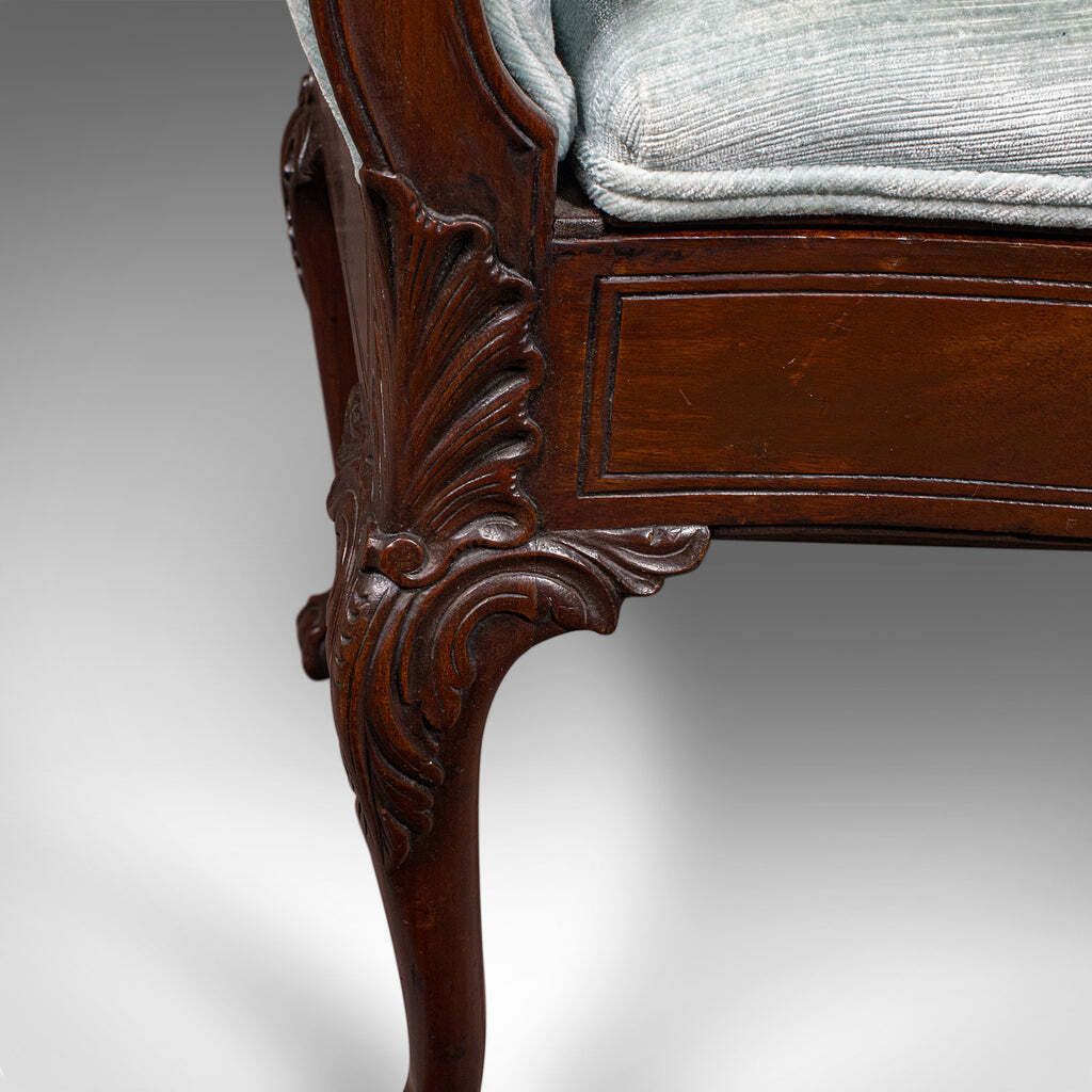 Furniture Antique Window Seat, English, Walnut, Duet, Bench, Georgian Revival, Edwardian photo