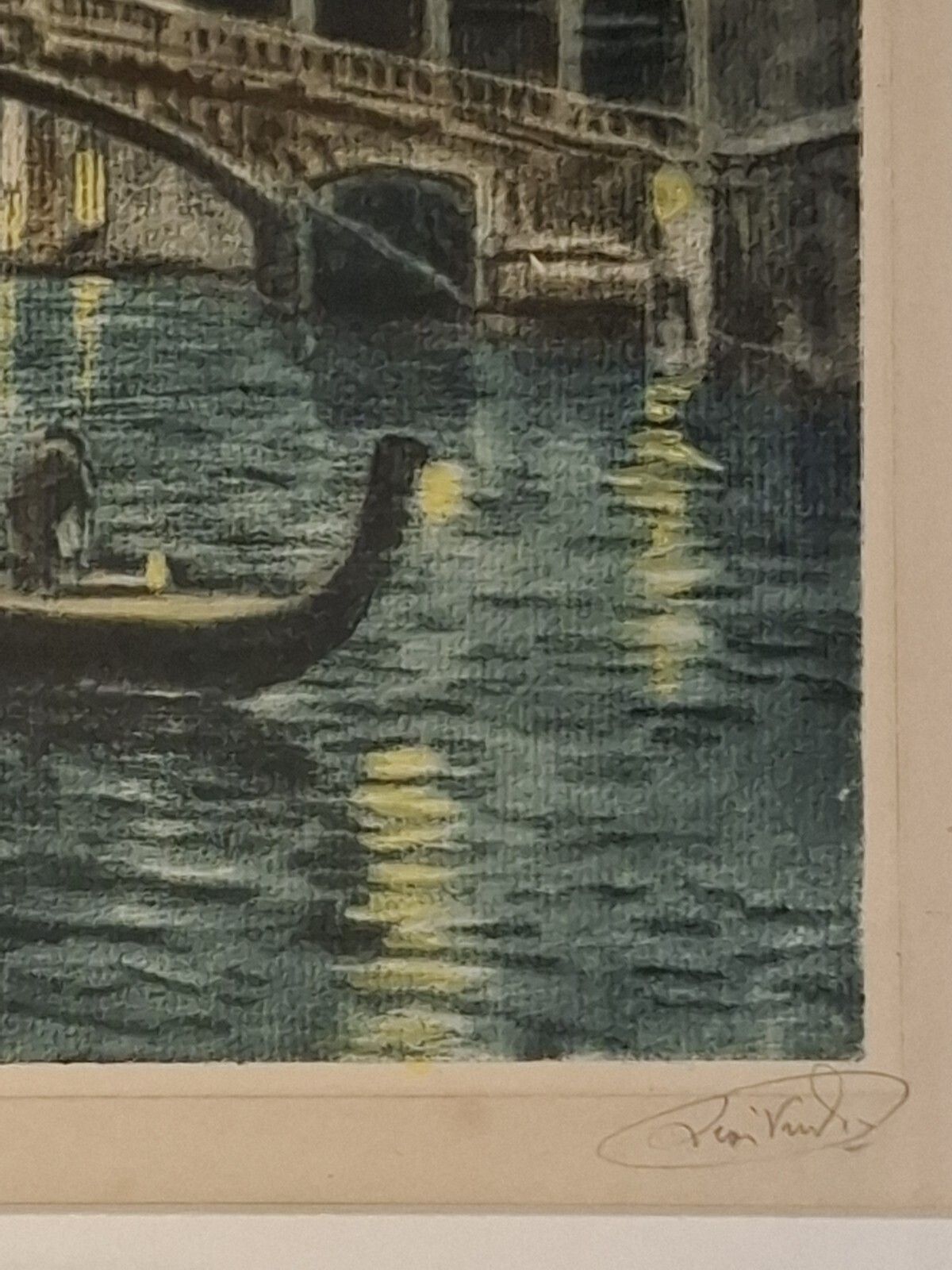 Antique Hand Coloured Etching Leon Verdier Algeria Rialto Bridge Venice Italy photo vinterior