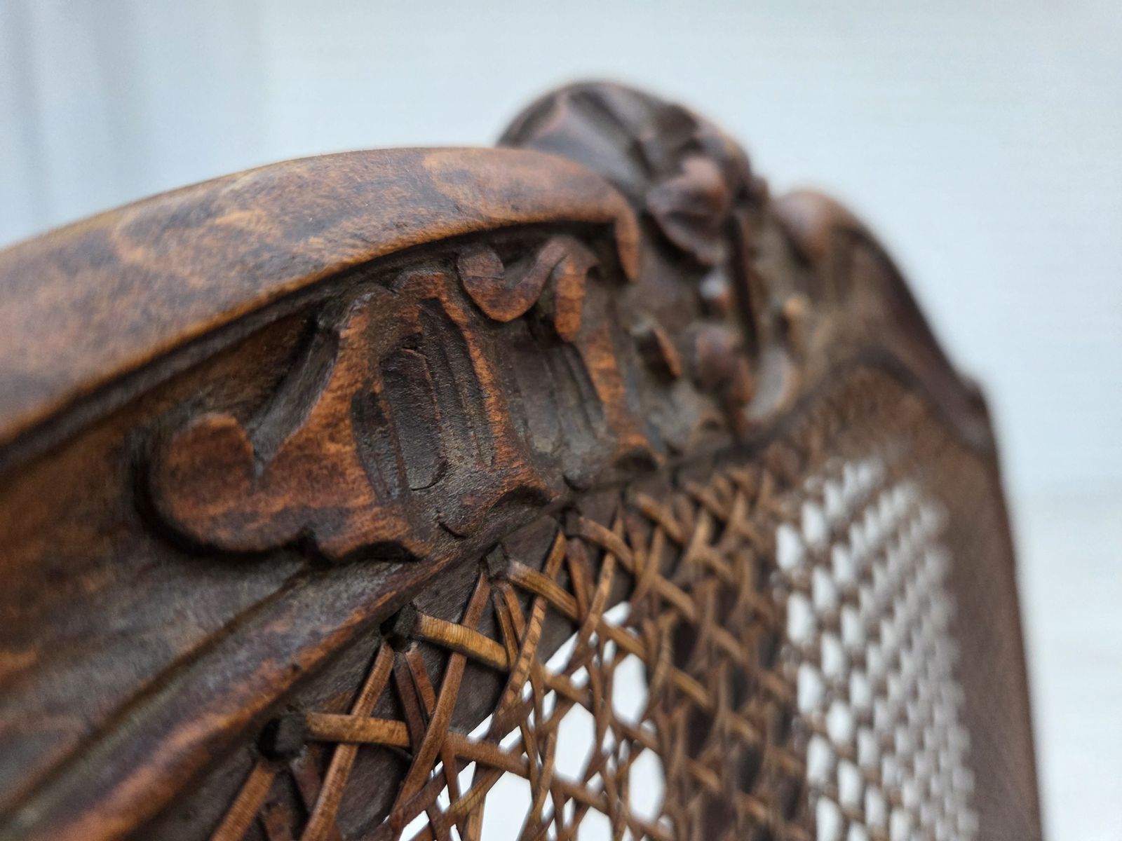 Furniture 1930s, Danish Armchair, Furniture Leather, Ash Wood, Furniture Mesh, Reupholstered. photo