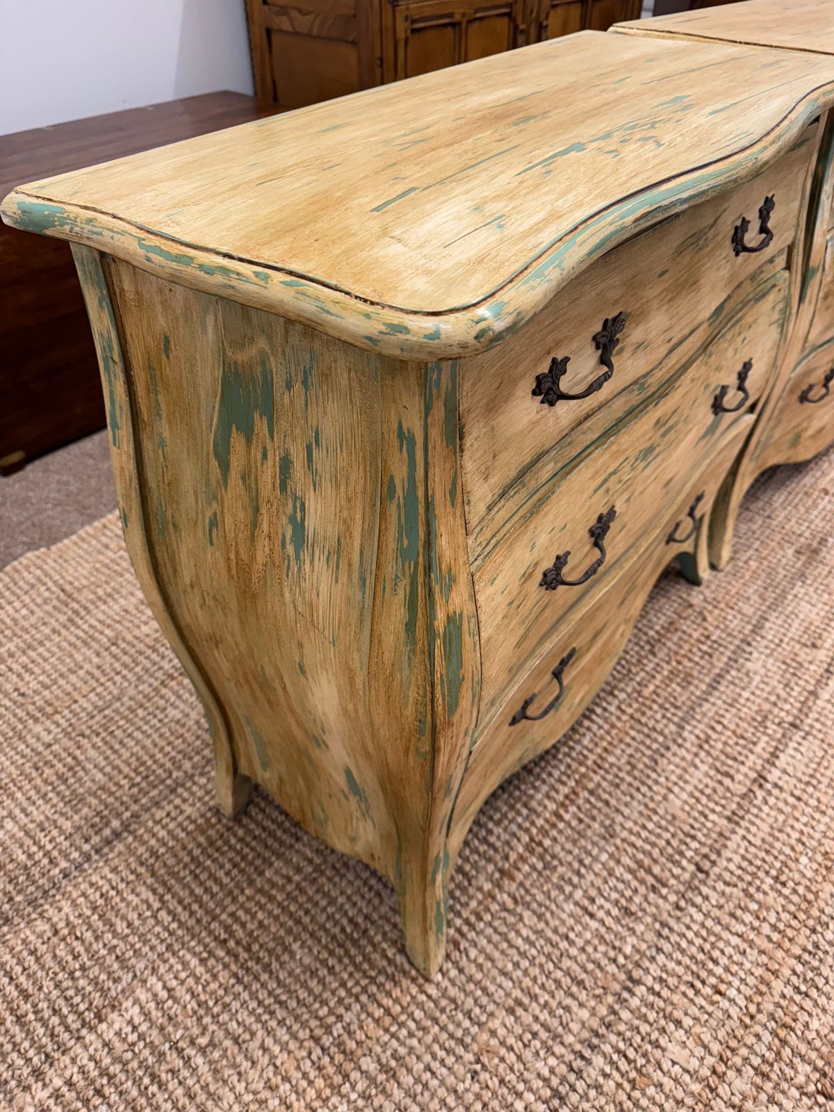 Pair Of Hand Painted Bombe Chest Of Drawers photo Furniture