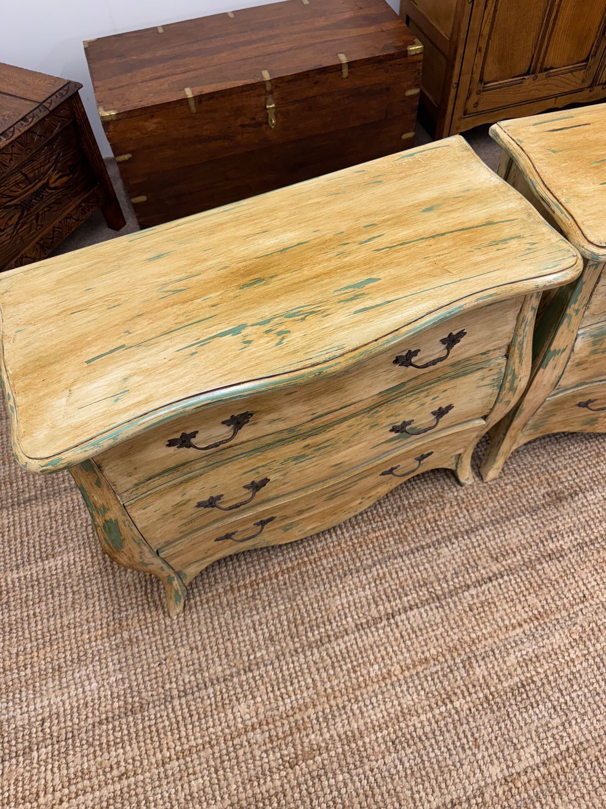 Pair Of Hand Painted Bombe Chest Of Drawers photo vintage
