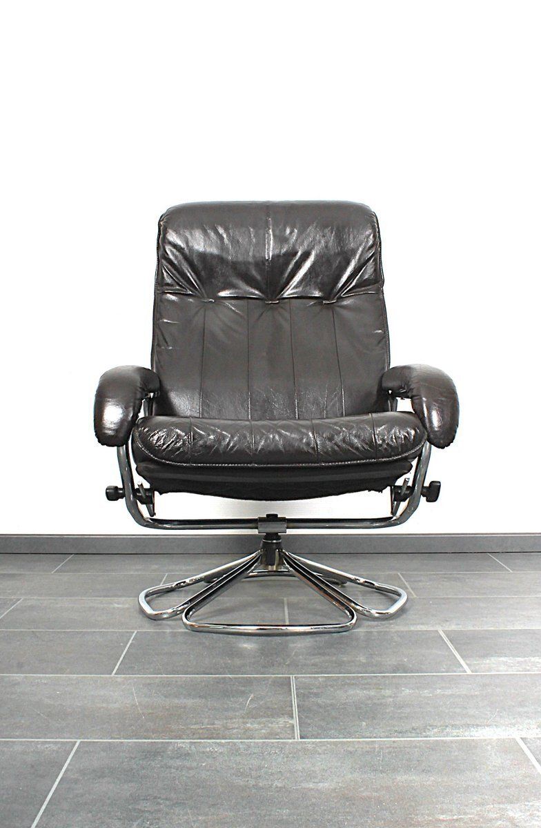 Set Of Lounge Chair And Ottoman In Dark Brown Leather, From Unico 1970s, Set Of 2 photo 1643.0