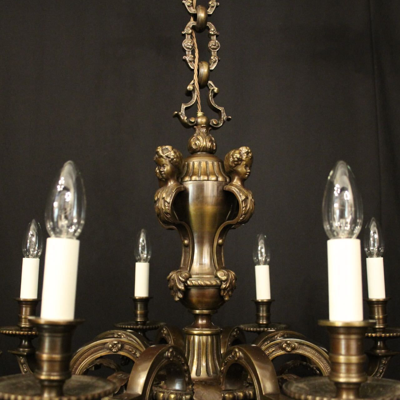 French Bronze 8 Light Antique Chandelier photo 2950.0