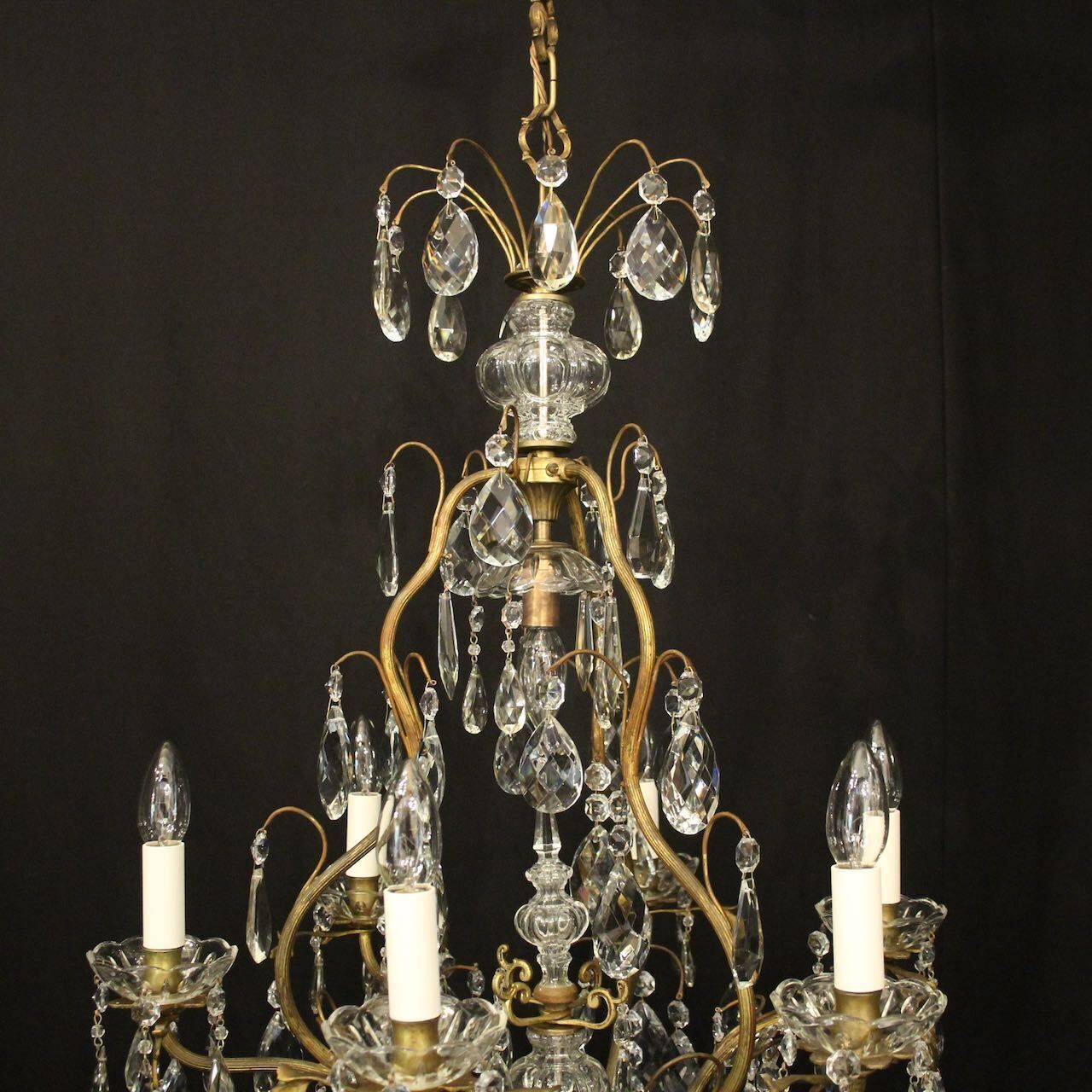 French Gilded 7 Light Antique Crystal Chandelier photo 3250.0