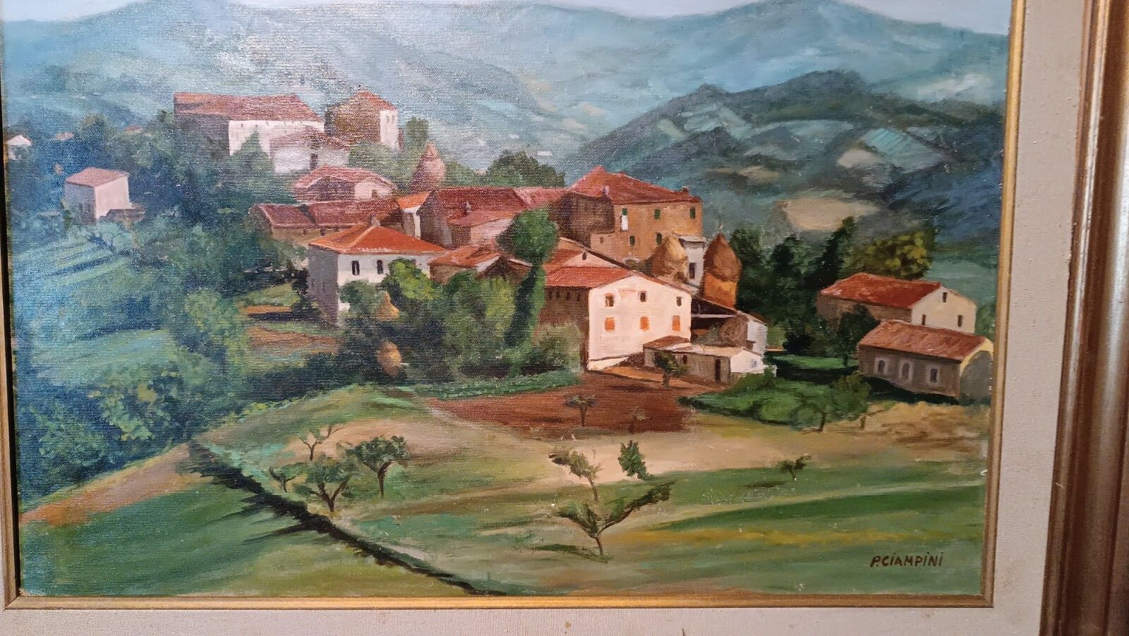Oil Painting On Canvas Tuscan Landscape Signed P.Ciampini photo Art