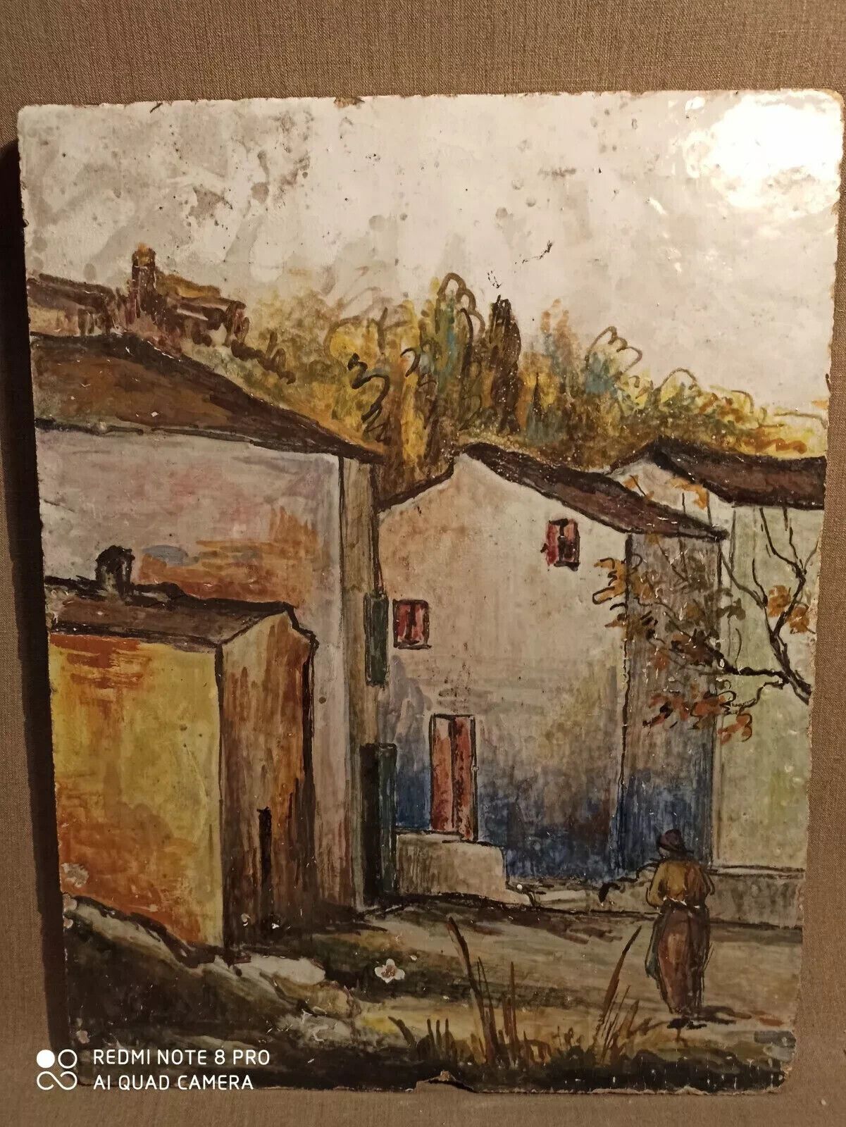 Antique Ceramic Plaque Terracotta Majolica 1940s   40 Cm X 35 Cm photo furniture