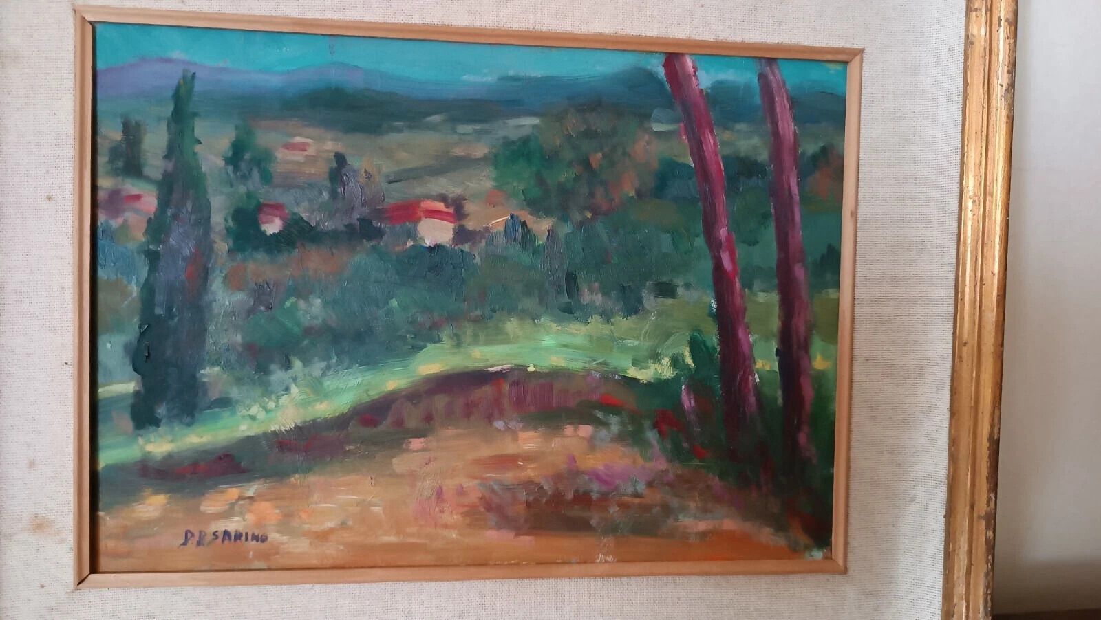 Painting Nature Still Papalia Sarino (1898/1958 Oil On Board Paesaggio photo Art