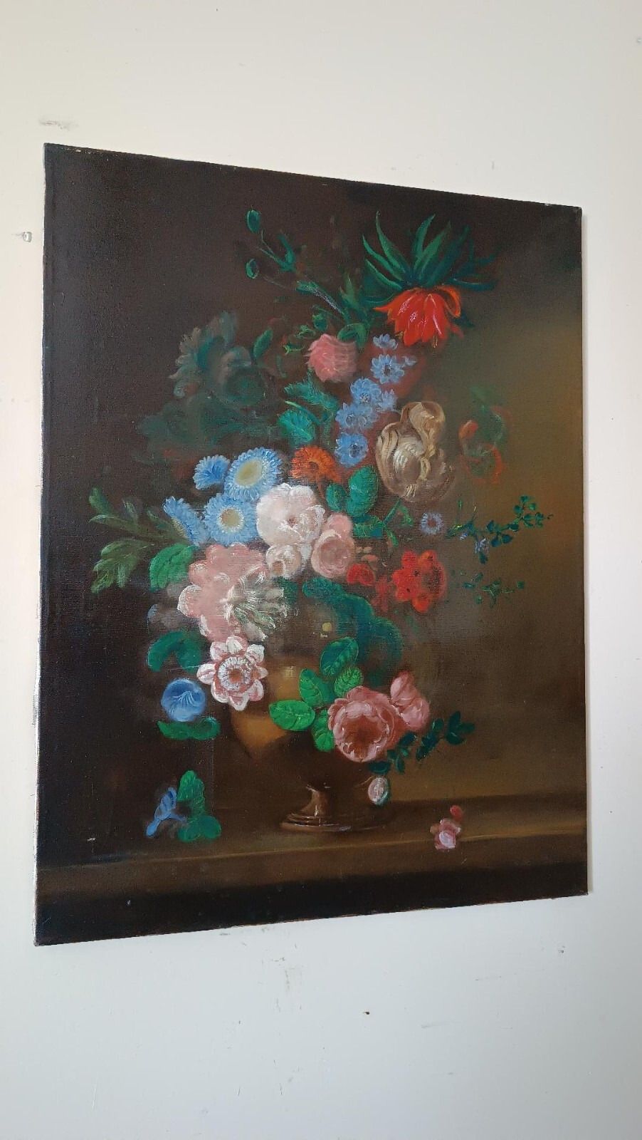 Oil Painting On Canvas Vase With Flowers 1970 Signed Armandoi Dei Fiori photo furniture