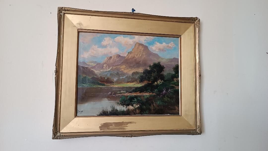 Art Antique Oil Painting On Canvas Landscape Scotland Jack Ducker photo