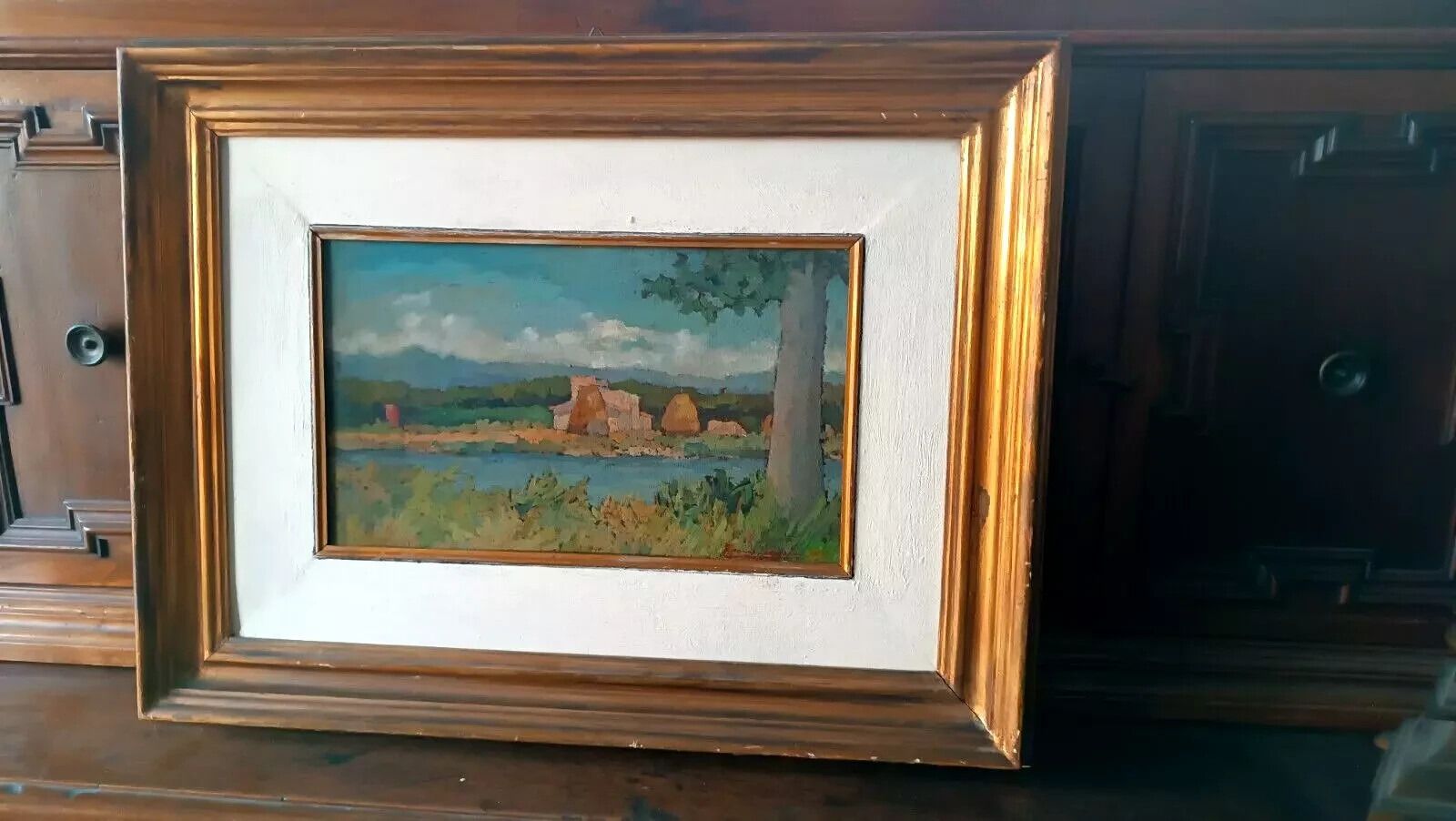 Painting Landscape Arnaccio Pisa 1950s Ferruccio Rosini (Livorno 1932 2021) photo furniture