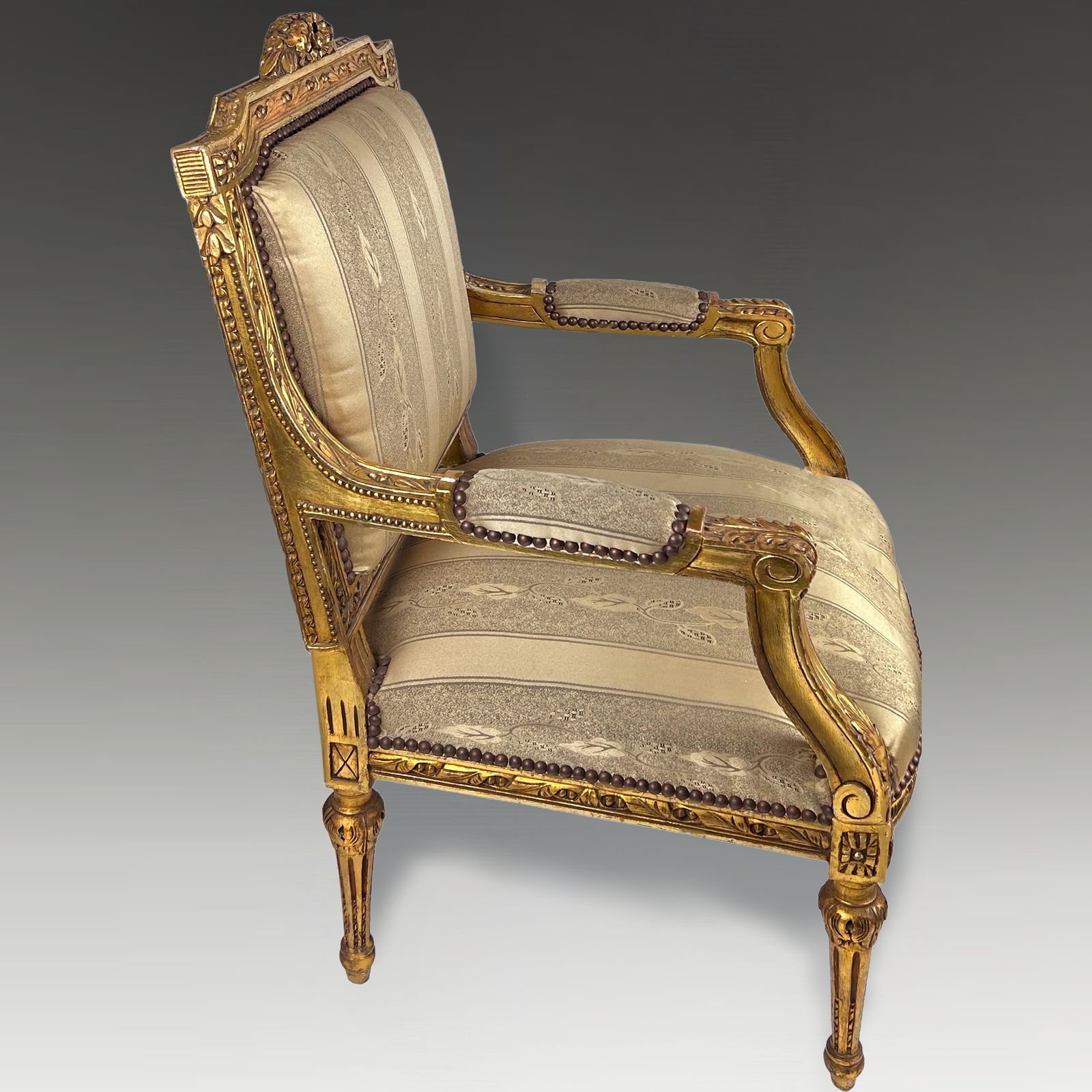 Antique Pair Of French Louis XVI Gold Leaf Fauteuils. photo 2850.0