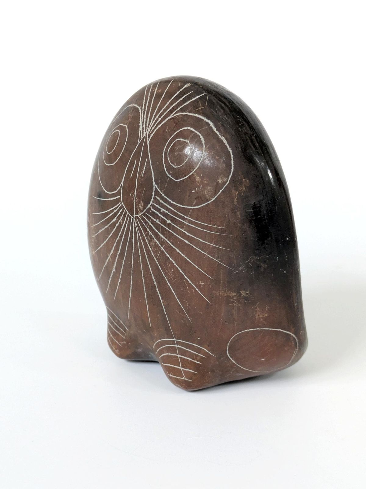 Woonaccessoires Vintage Mexicaanse Barro Negro Uil, Oaxaca Zwart Aardewerk, Handgesneden Sgraffito Volkskunst, Jaren 1970 photo