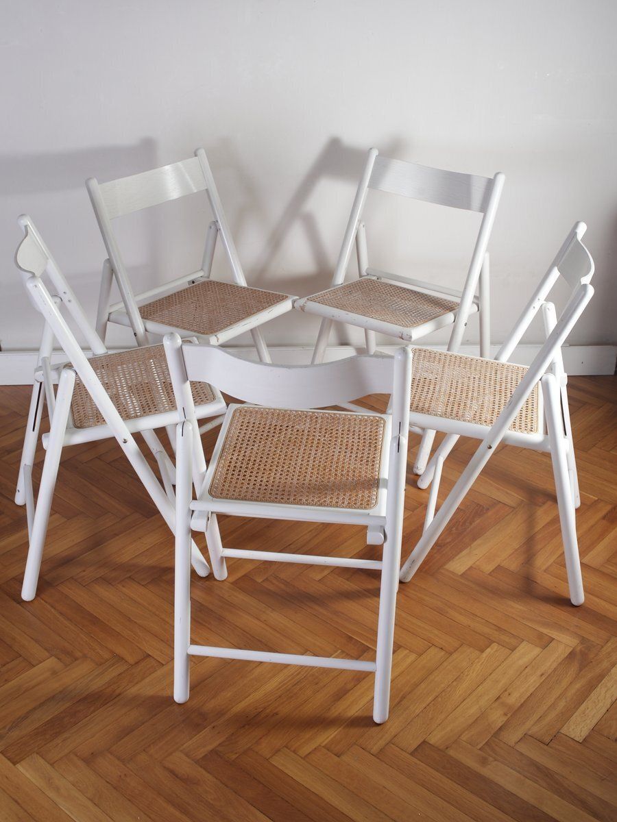 Vintage Cane And Rattan Folding Dining Chairs From Habitat, 1980s, Set Of 5 photo furniture