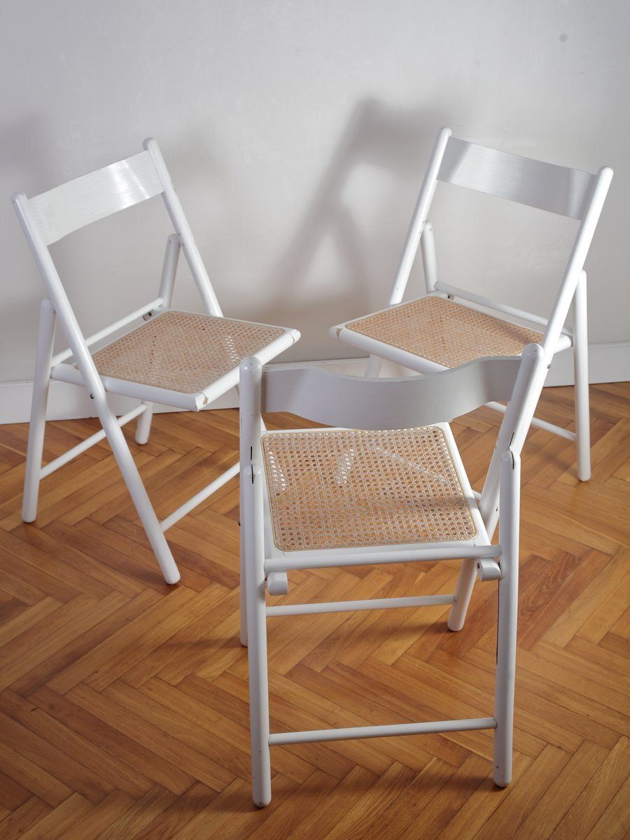 Vintage Cane And Rattan Folding Dining Chairs From Habitat, 1980s, Set Of 5 photo for sale