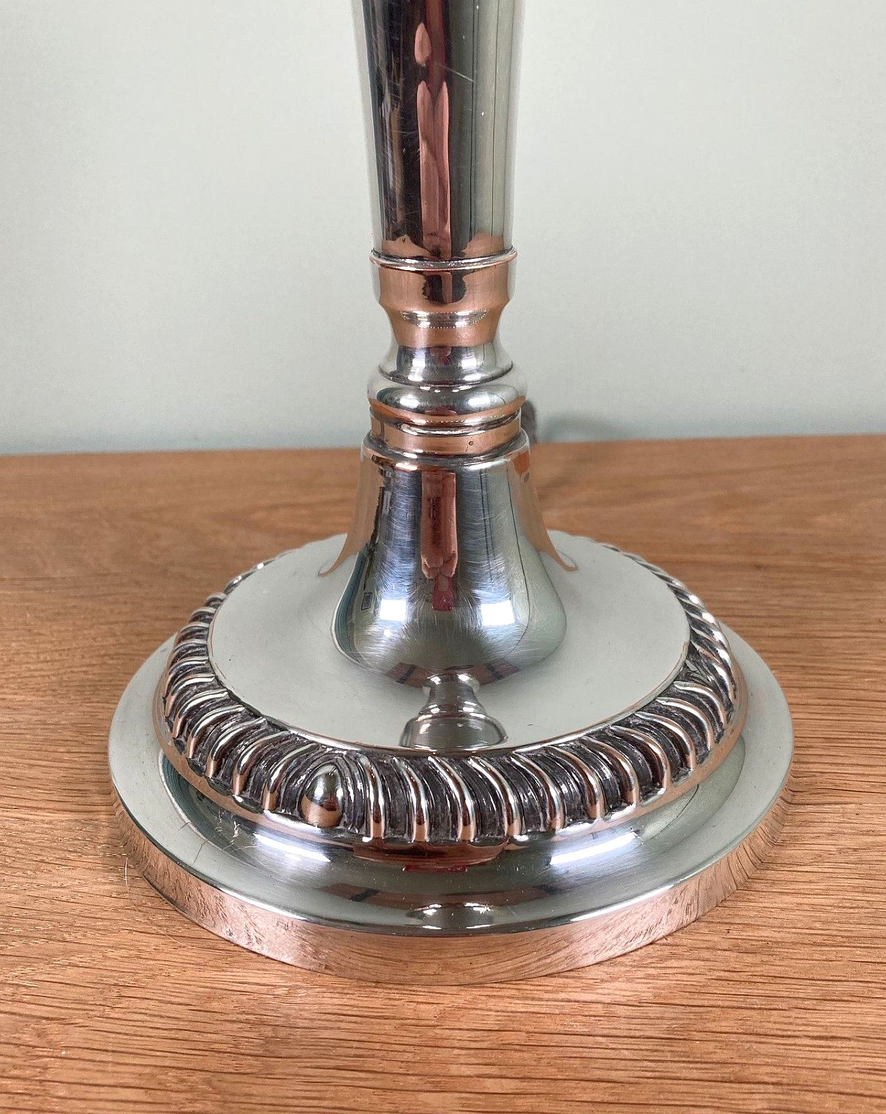 Antique Georgian Style Silver Plated Table Lamp Early 20th Century Rewired photo vintage