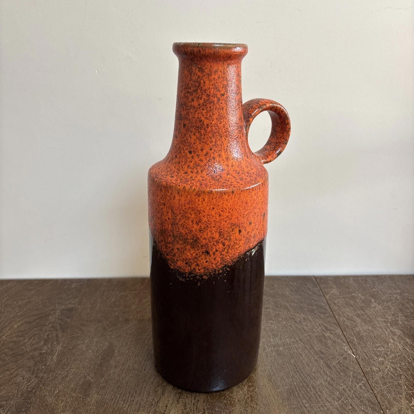 West German Fat Lava Vase, 40cm Tall, Red & Brown Glazed Ceramic, 412  40 photo vintage