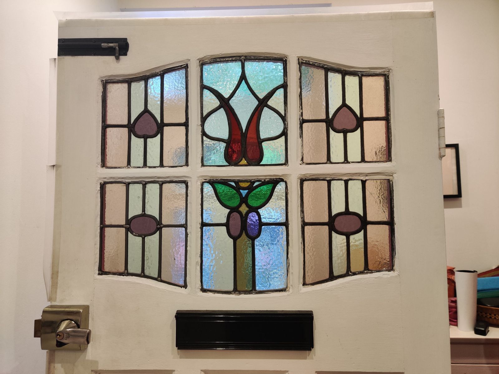 Antique 1920s Stained Glass Front Door Reclaimed Period photo buy