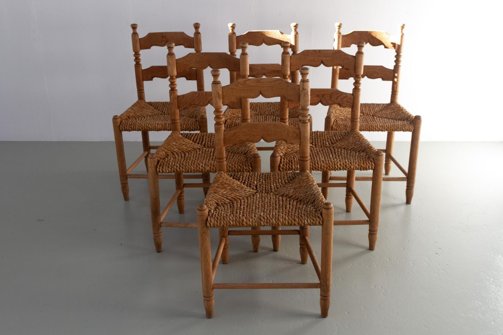Danish Oak And Seagrass Chairs By Hans Dau, Set Of 6. 1940s. photo furniture