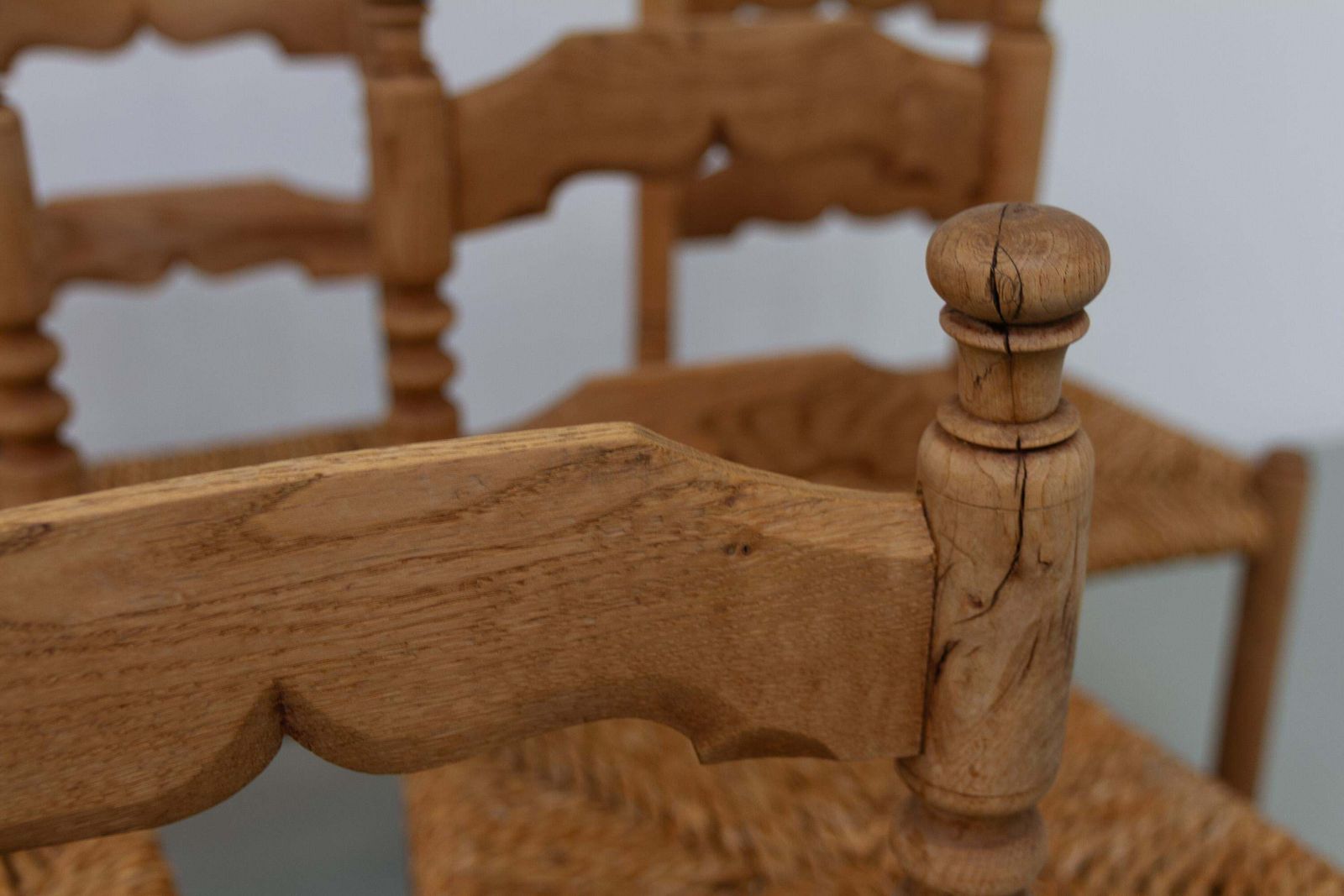 Danish Oak And Seagrass Chairs By Hans Dau, Set Of 6. 1940s. photo vintage