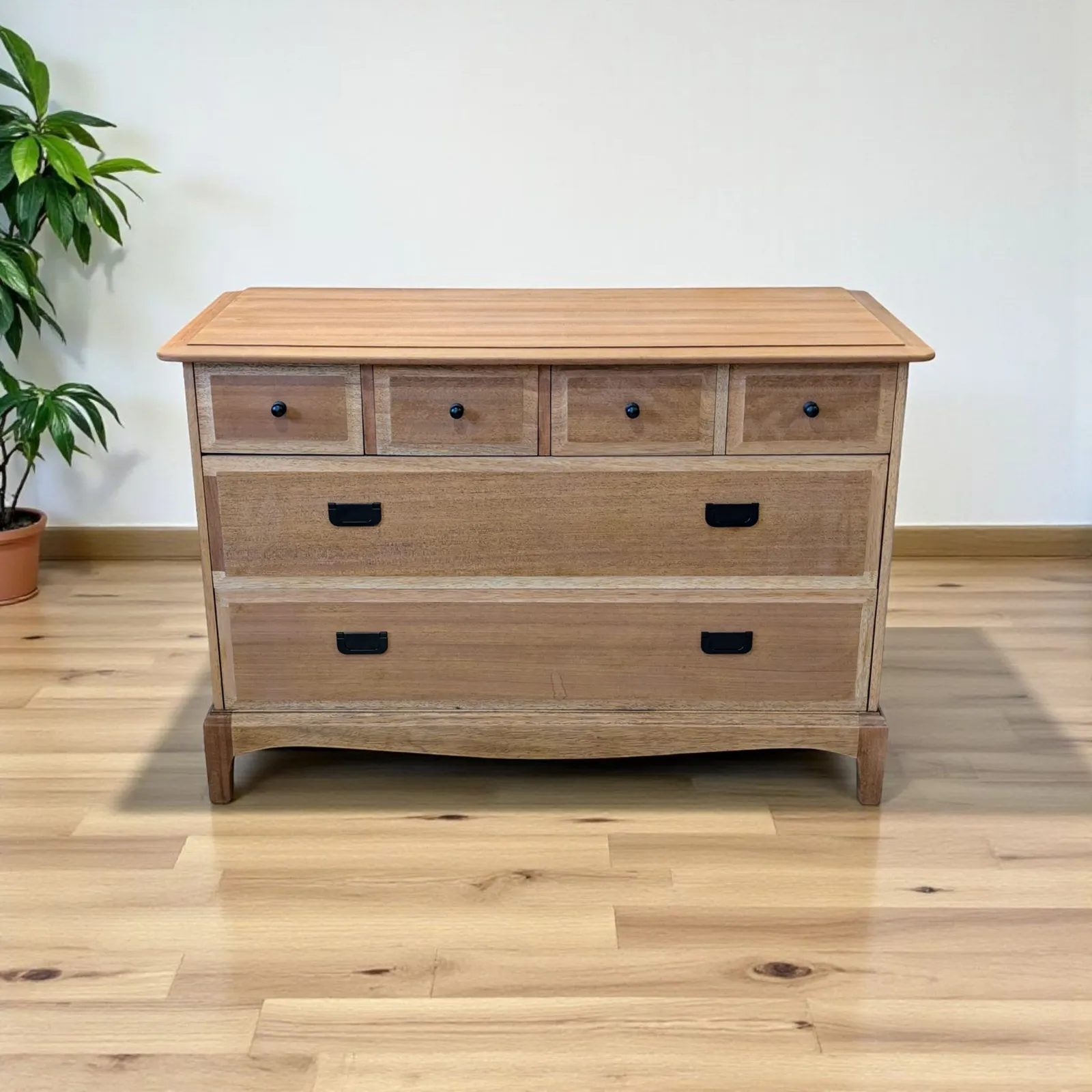 Vintage Stag Minstrel Chest Of Drawers Raw Wood Design