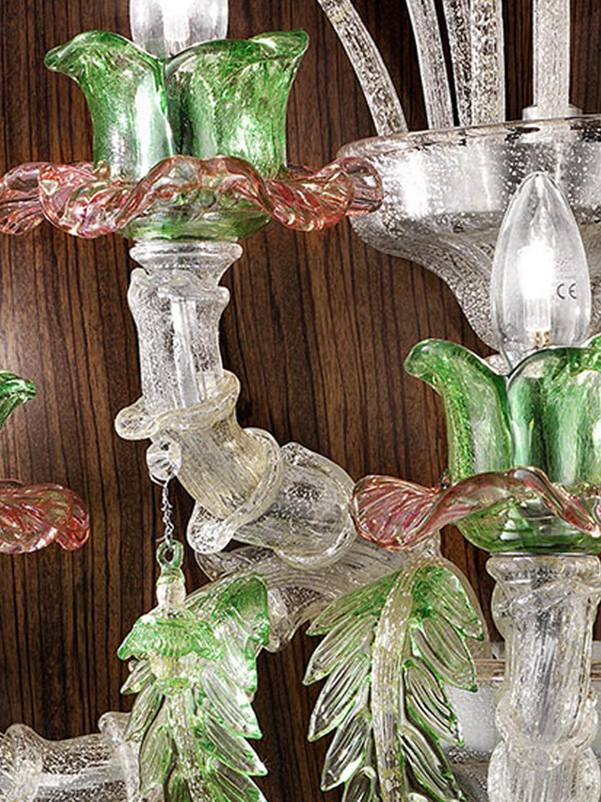 Venetian Floral “Cà Rezzonico” Murano Glass Wall Sconce With Silver Leaf photo Lighting