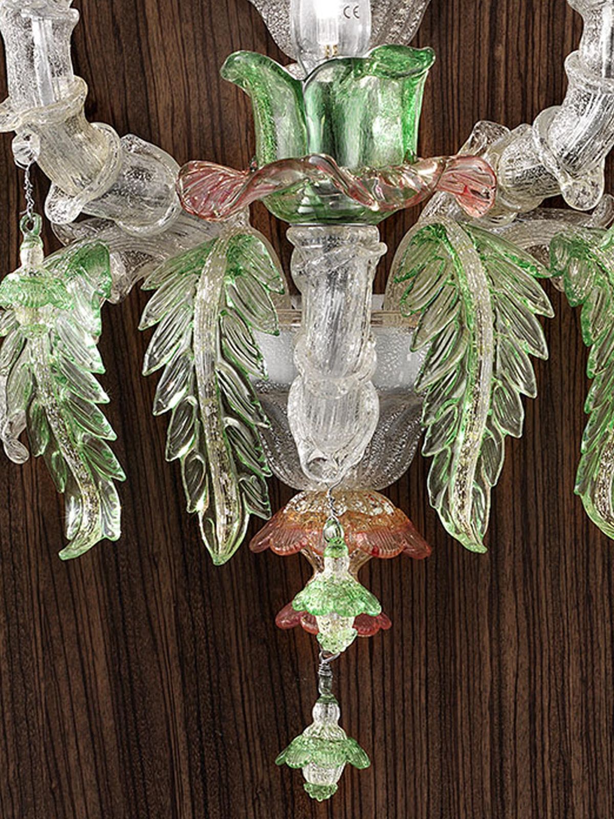 Venetian Floral “Cà Rezzonico” Murano Glass Wall Sconce With Silver Leaf photo 4431.0
