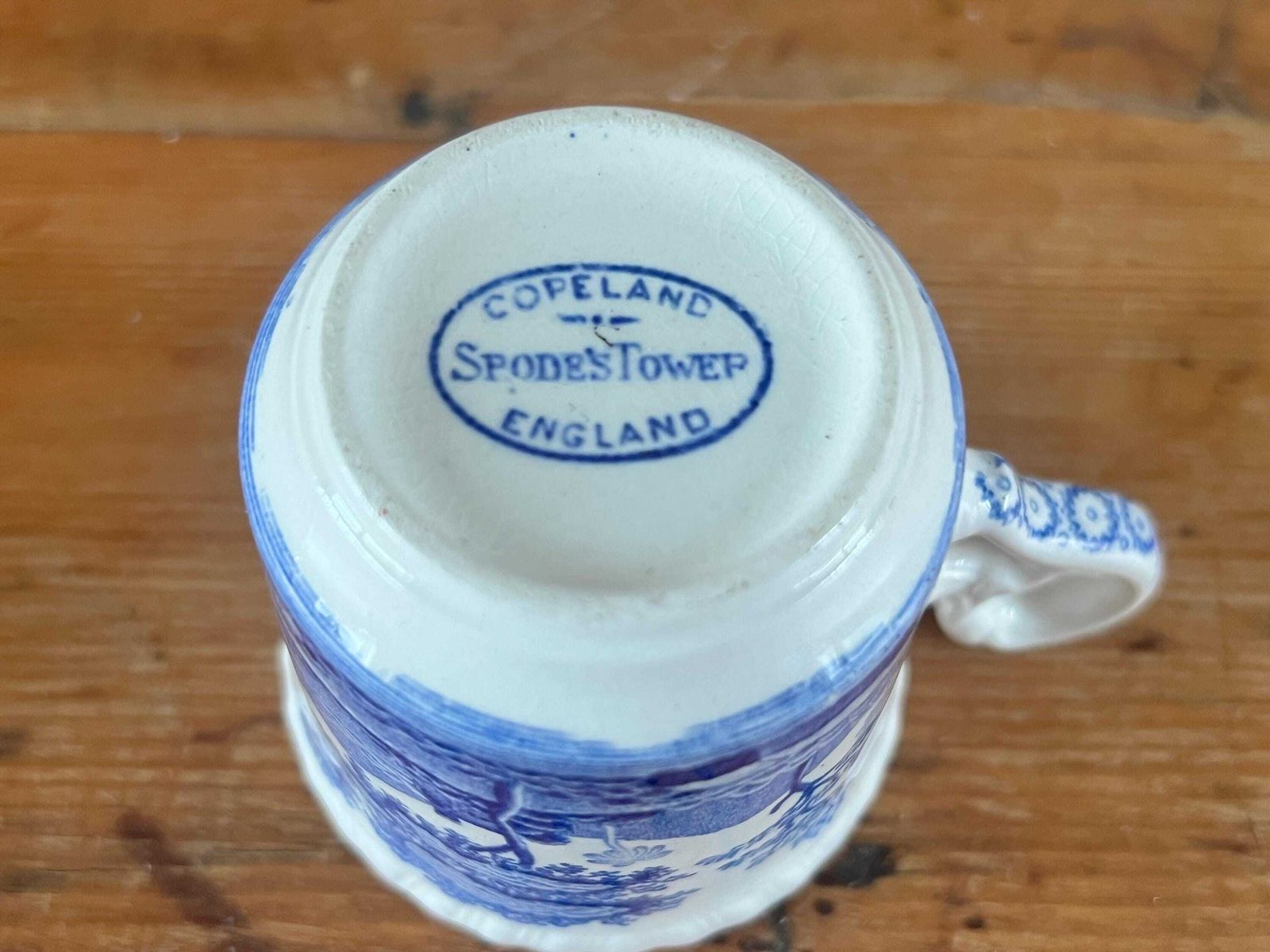 Antique Copeland Spode Tower England Espresso Size Cups Set Of Four | Small Blue And White Transferware Demitasse Mugs | Scalloped Edge photo 55.0