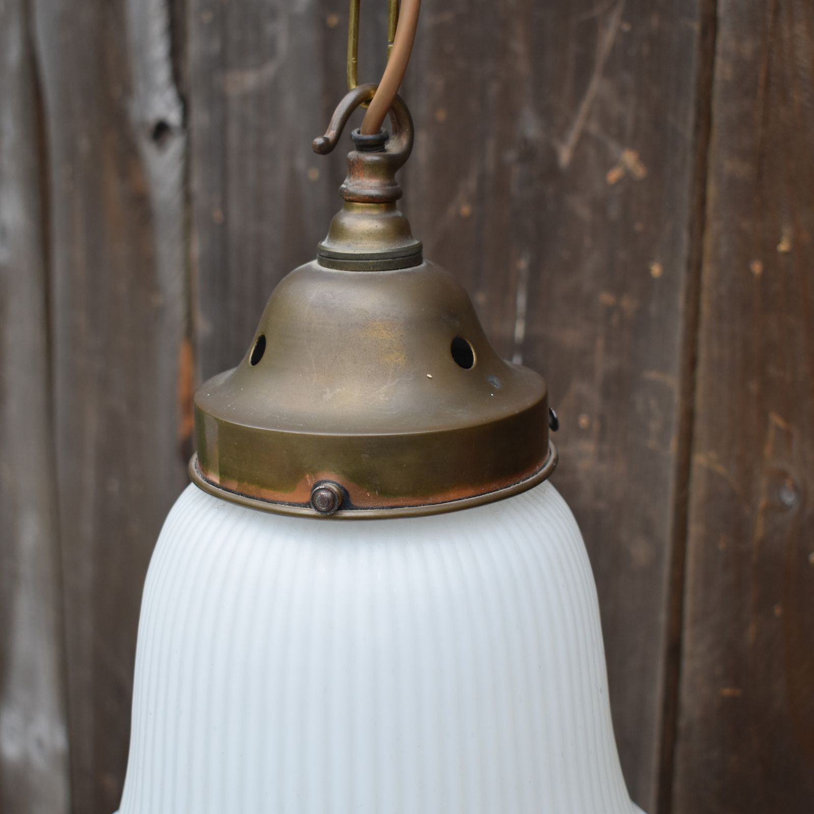 Antique Early 20th Century Grape Embossed Opaline Glass Chapel Church Light Pair photo vintage