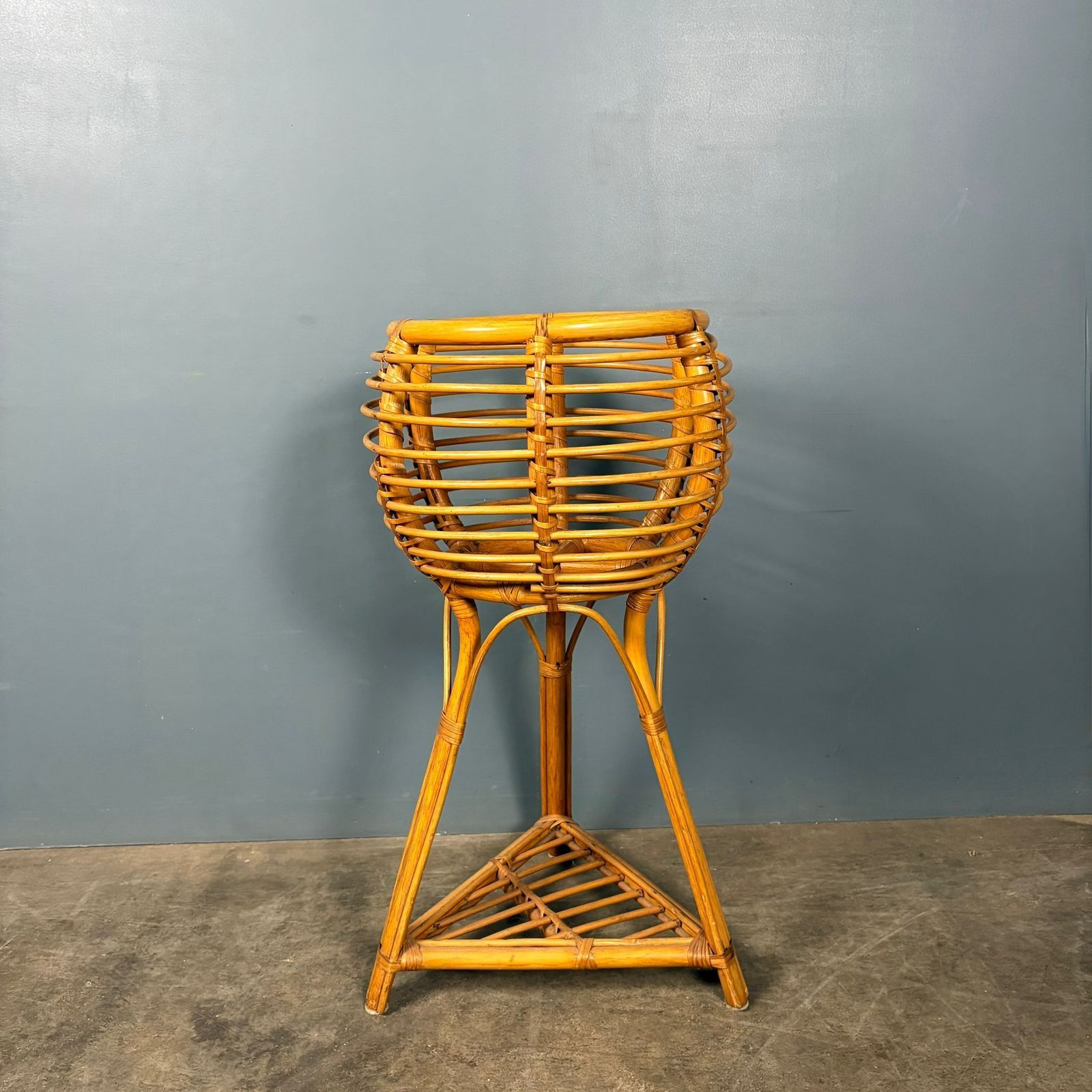 Tall Bamboo Cane Jardinière Planter Mid Century Retro Mcm