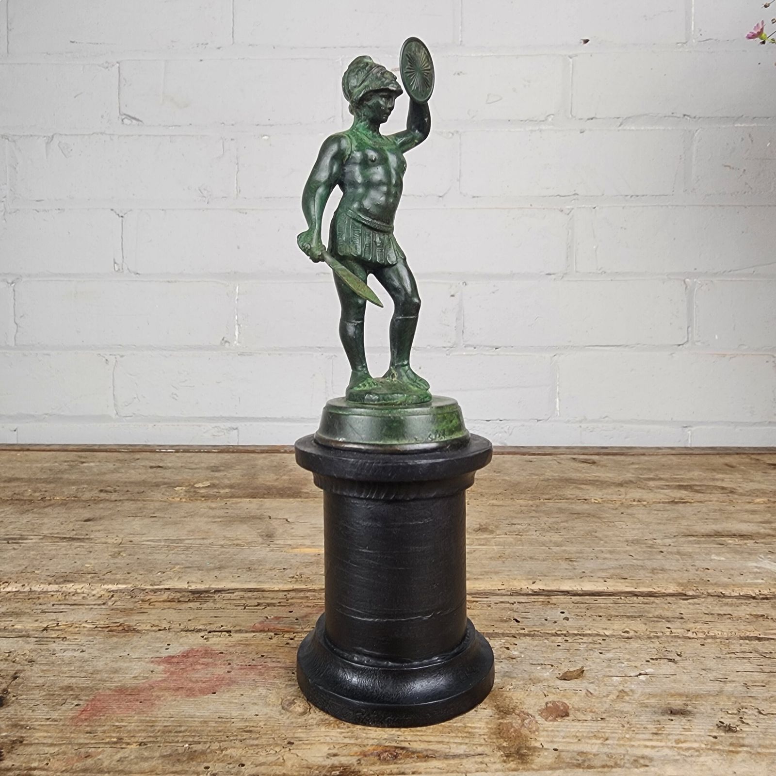Grand Tour Verdigris Bronze Gladiator After The Antique. photo furniture