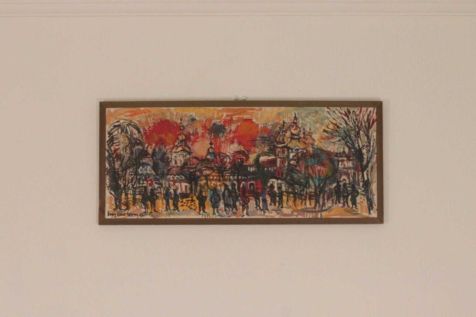 Original Swedish Oil On Panel – “Från Leningrad” By Sven Olsson – Vintage & Framed  67 × 29 Cm (26.4" × 11.4") photo 375.0