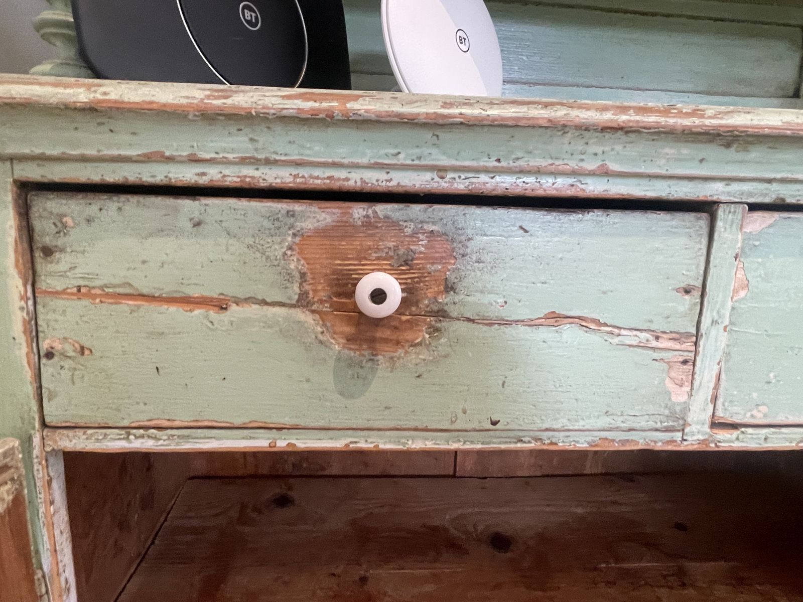 Antique Painted Green 'Shabby' Kitchen Cabinet (Armoire) photo buy