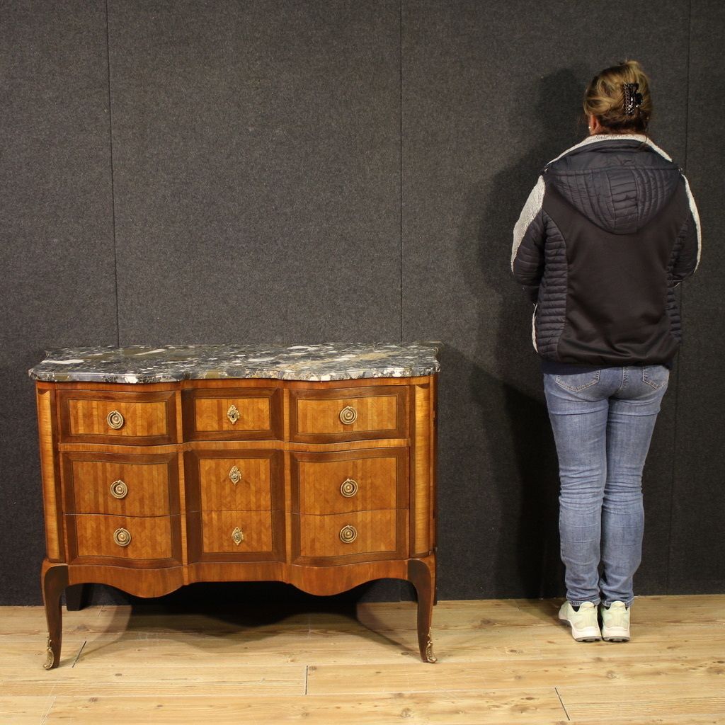 19th Century French Inlaid Dresser With Marble Top photo furniture