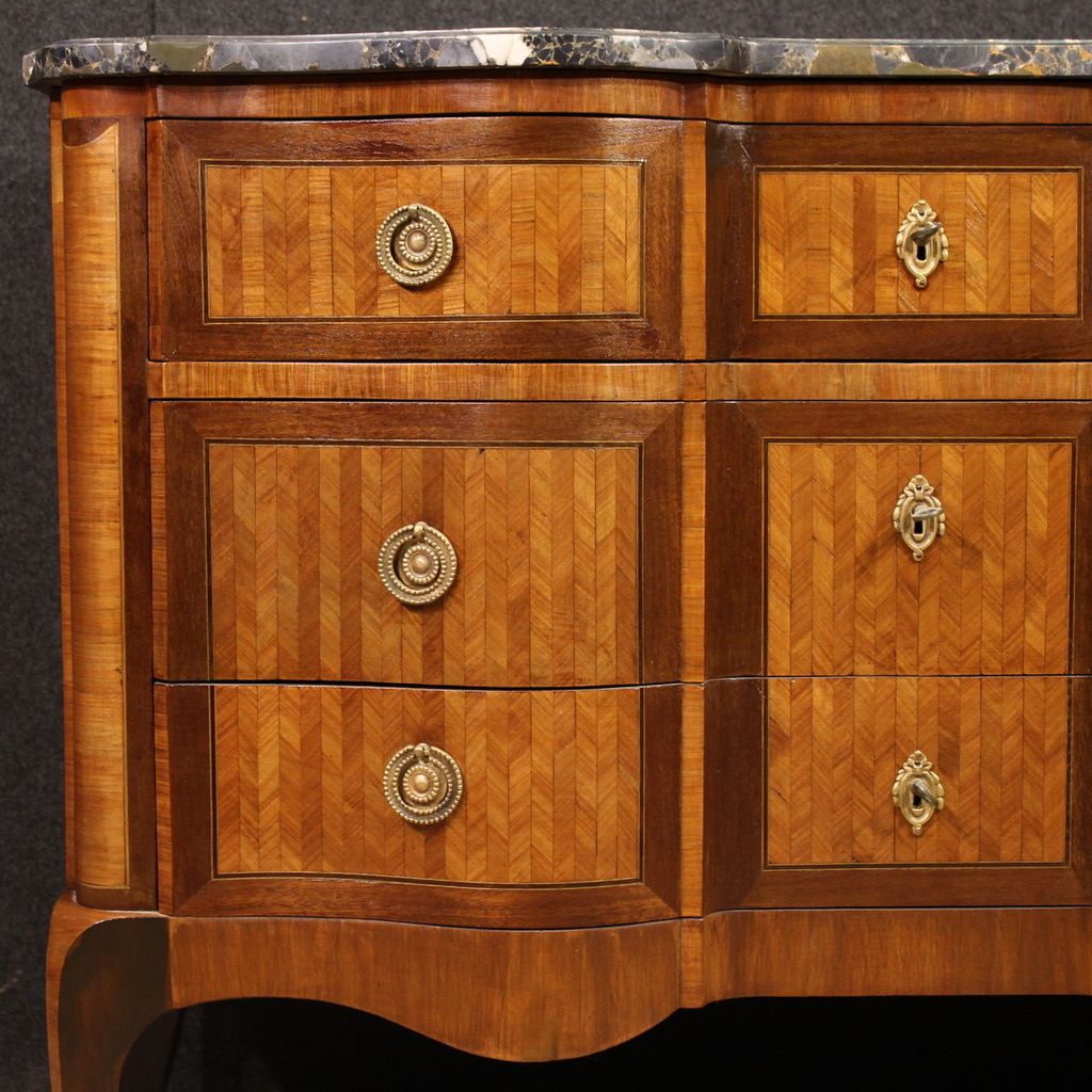 19th Century French Inlaid Dresser With Marble Top photo Furniture