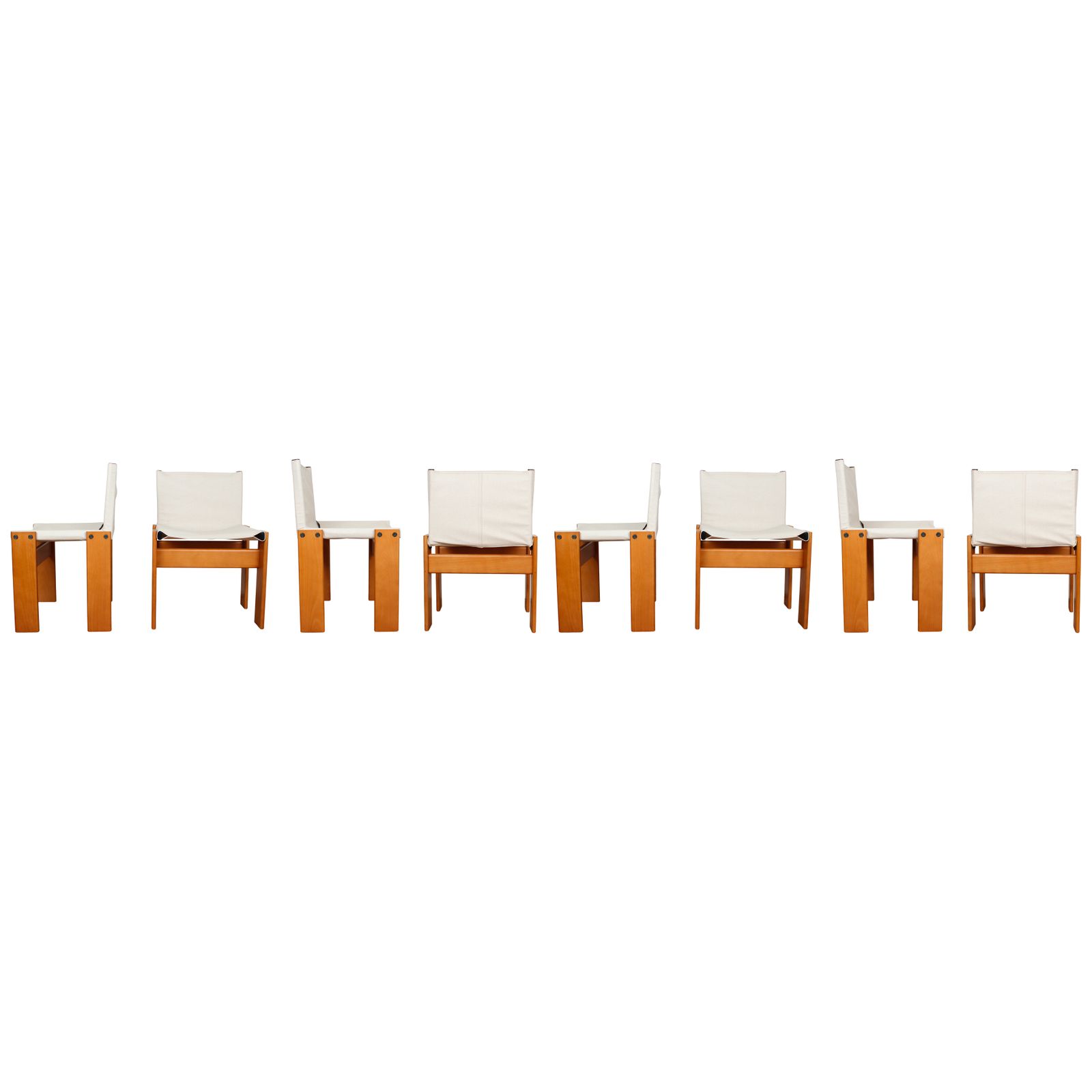 Afra & Tobia Scarpa Off White Canvas Monk Dining Chair For Molteni, Set Of 8 photo furniture