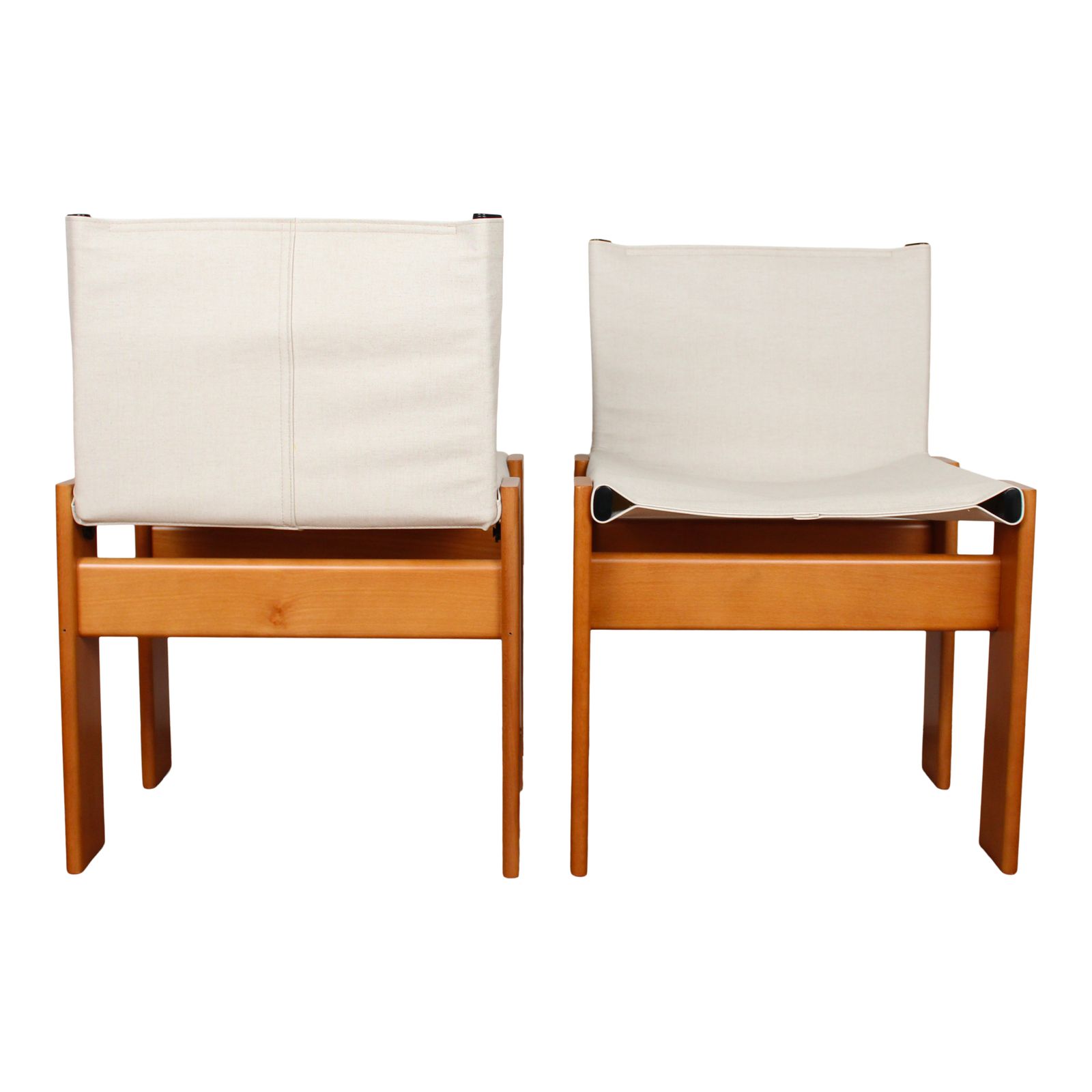 Afra & Tobia Scarpa Off White Canvas Monk Dining Chair For Molteni, Set Of 8 photo vinterior