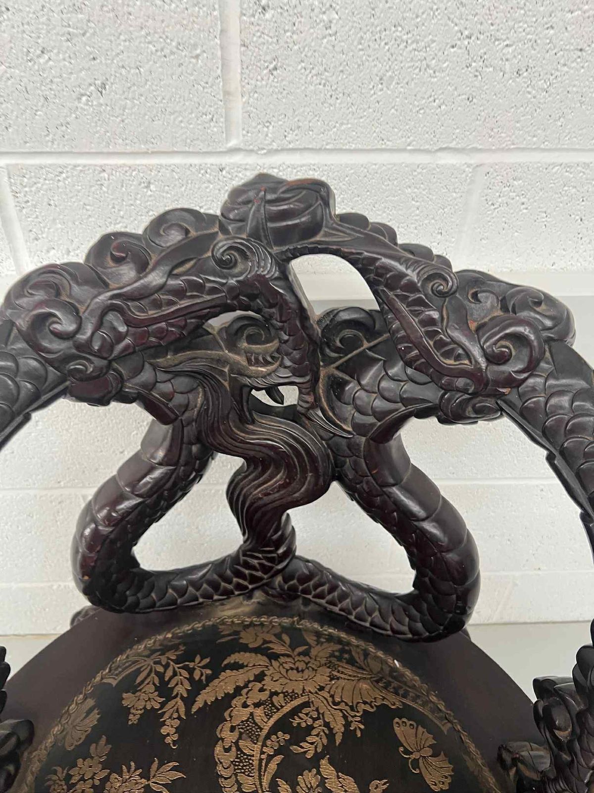 Antique Heavily Carved Dragon Throne photo Furniture