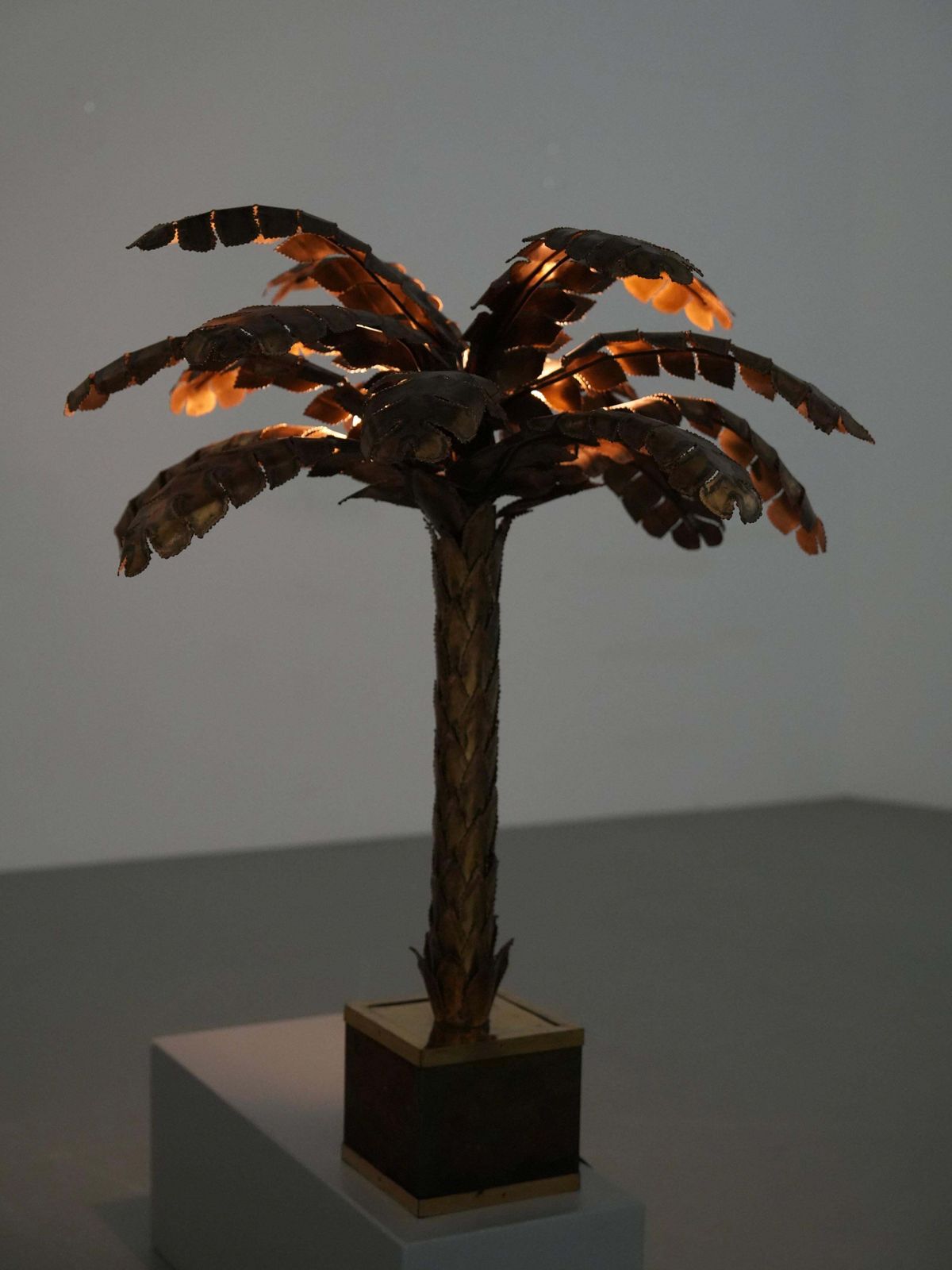 Christian Techoueyres Voor Maison Jansen, Palmlamp In Messing, Frankrijk, Jaren 1970 photo 8514.0