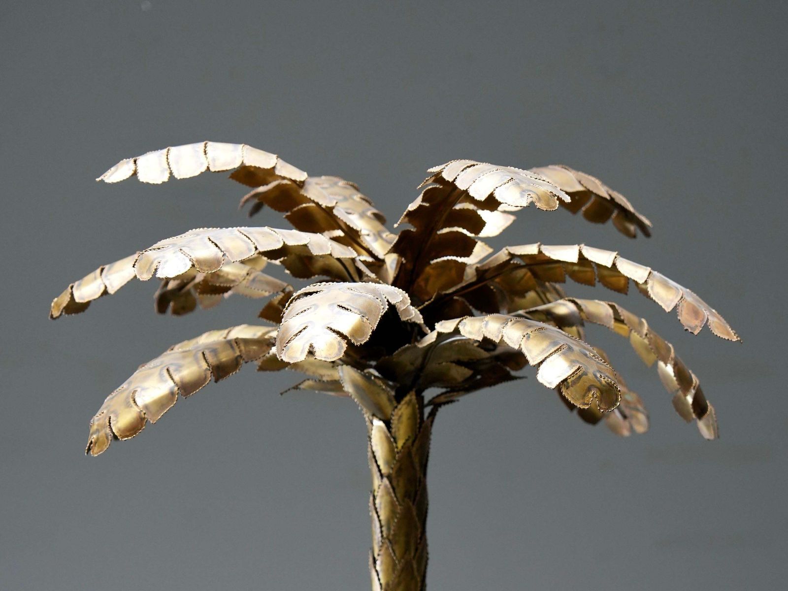 photo furniture Christian Techoueyres Voor Maison Jansen, Palmlamp In Messing, Frankrijk, Jaren 1970