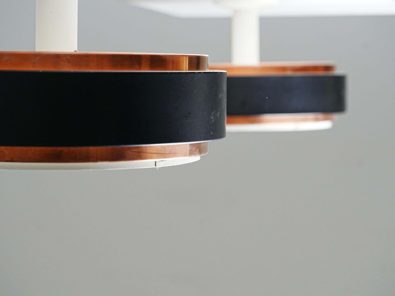 Set Of 2 Ceiling Lamps In Copper And Metal, Northern Europe, 1960's photo vintage
