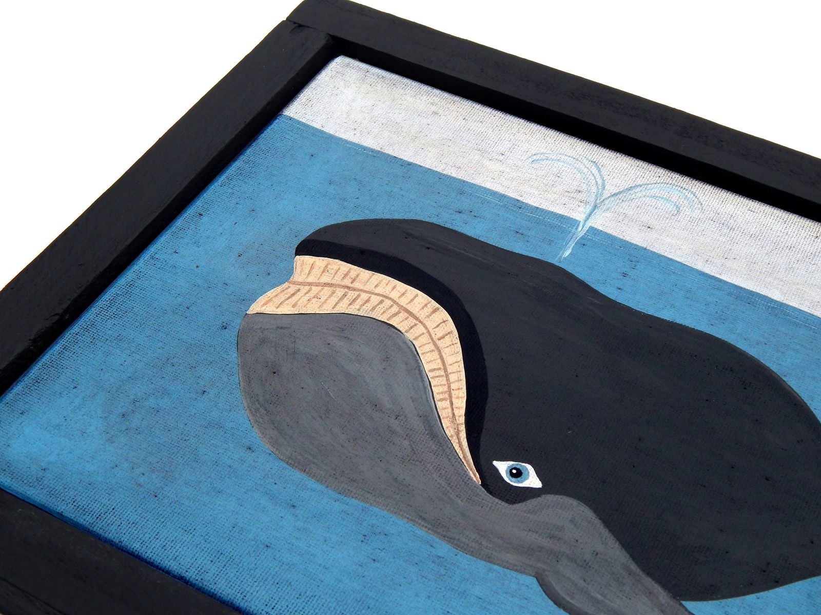 photo furniture Original Folk Art Painting Naive Whale On Canvas Framed   Nautical   By Matt Rix