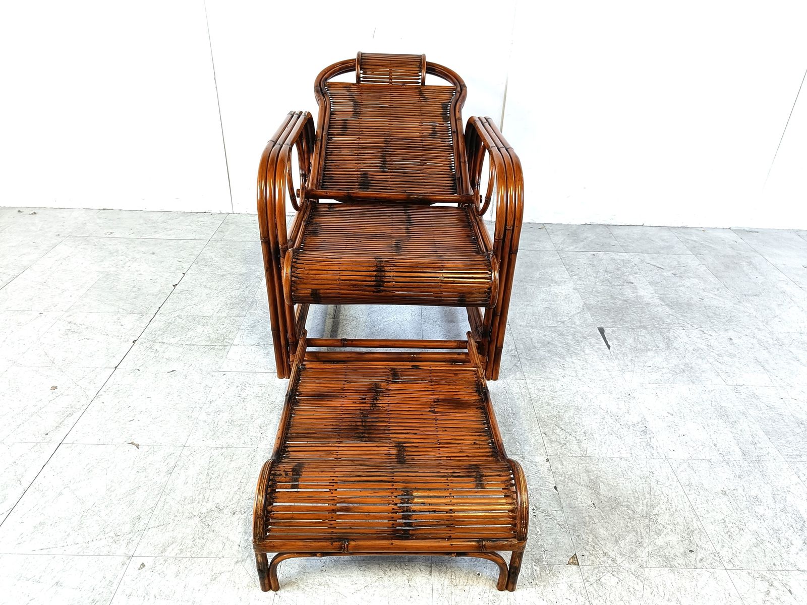 Furniture Mid Century Rattan And Bamboo Garden Chair, 1950s photo