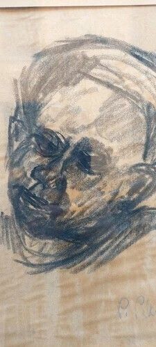 Drawing Piero Pierini (1908  1984) Charcoal Portrait Paper 1960s photo Art