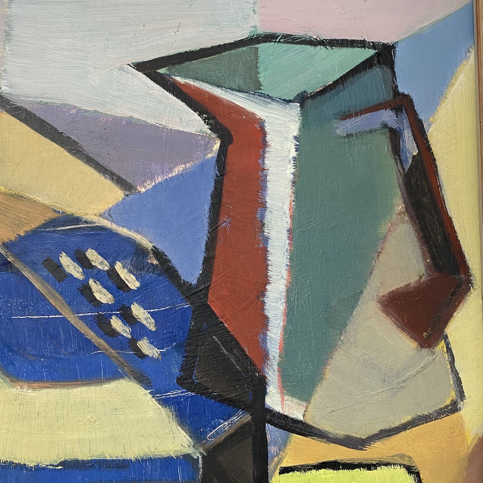 photo for sale Swedish Mid Century Cubist Still Life Painting By Hjalmar Ekberg