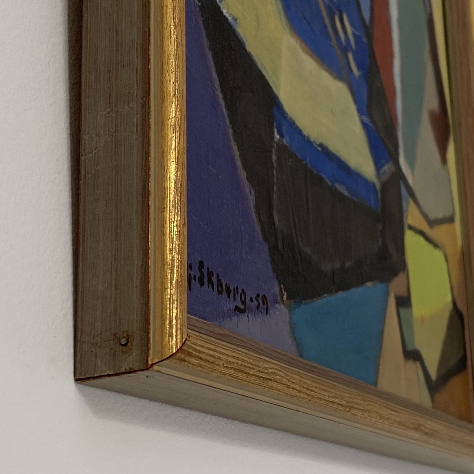 Art Swedish Mid Century Cubist Still Life Painting By Hjalmar Ekberg photo