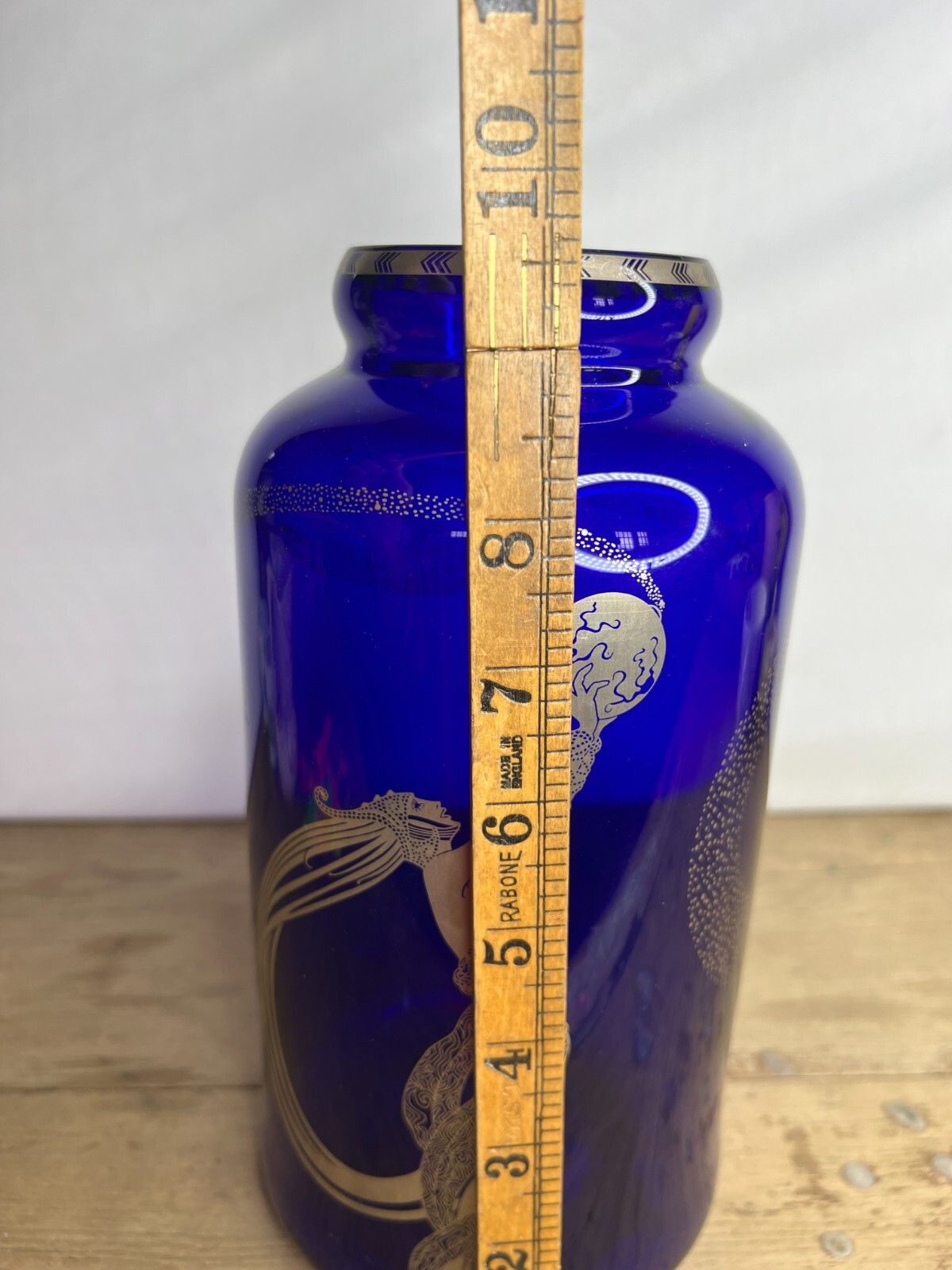 photo furniture Vintage Erte Fireflies Cobalt Blue Vase Jar Approx 10" Height 1988 Franklin Mint