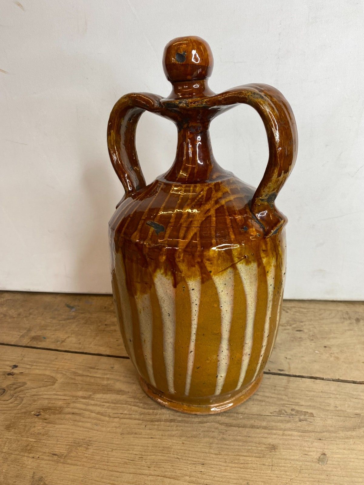 Antique C1880 Olive Oil Stoneware Pot Pottery Urn Jar Display Prop Large 12" photo Home Decor