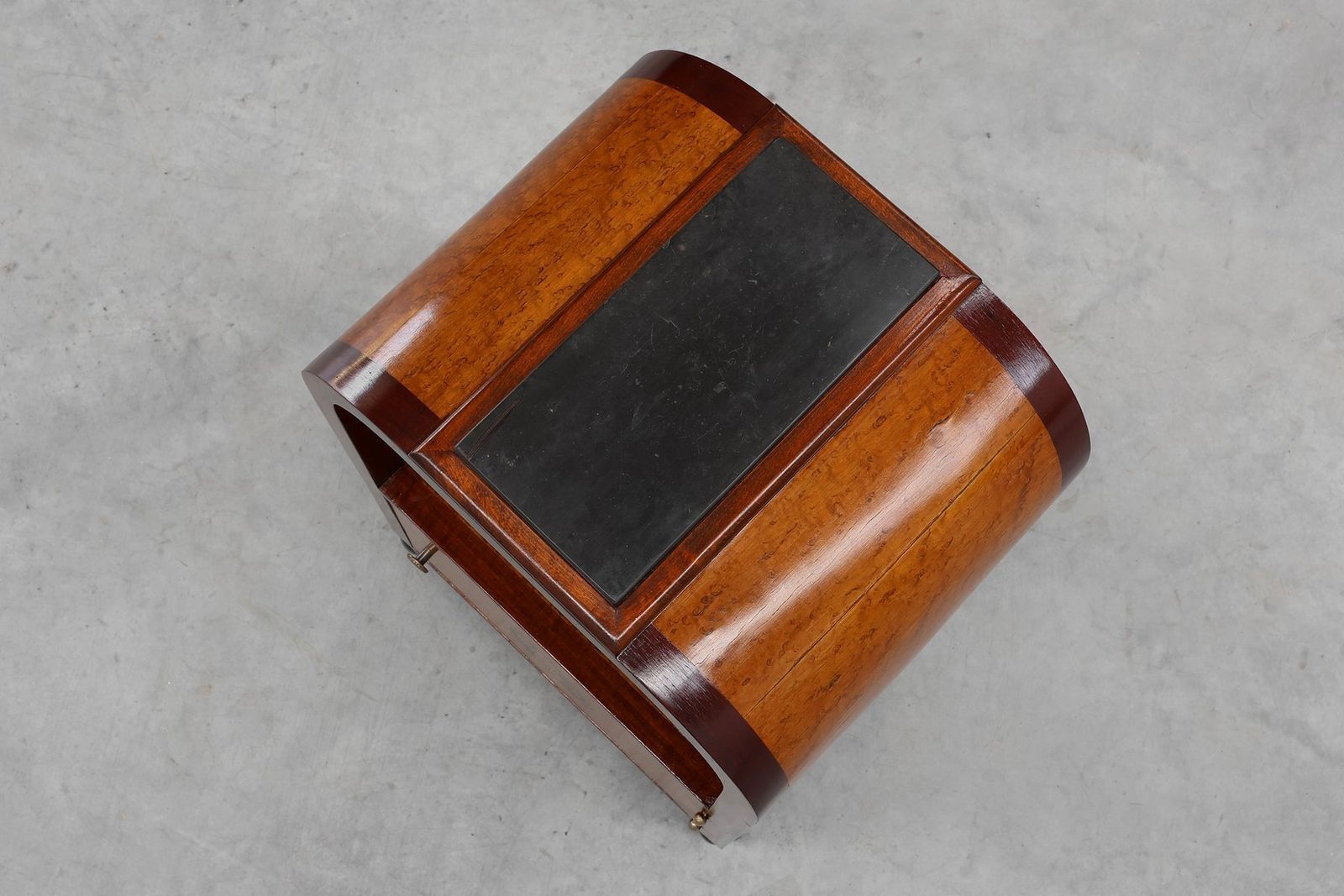 1565.0 Art Deco Arched Side Table With Storage Unit And Black Marble Top, France, 1920s photo