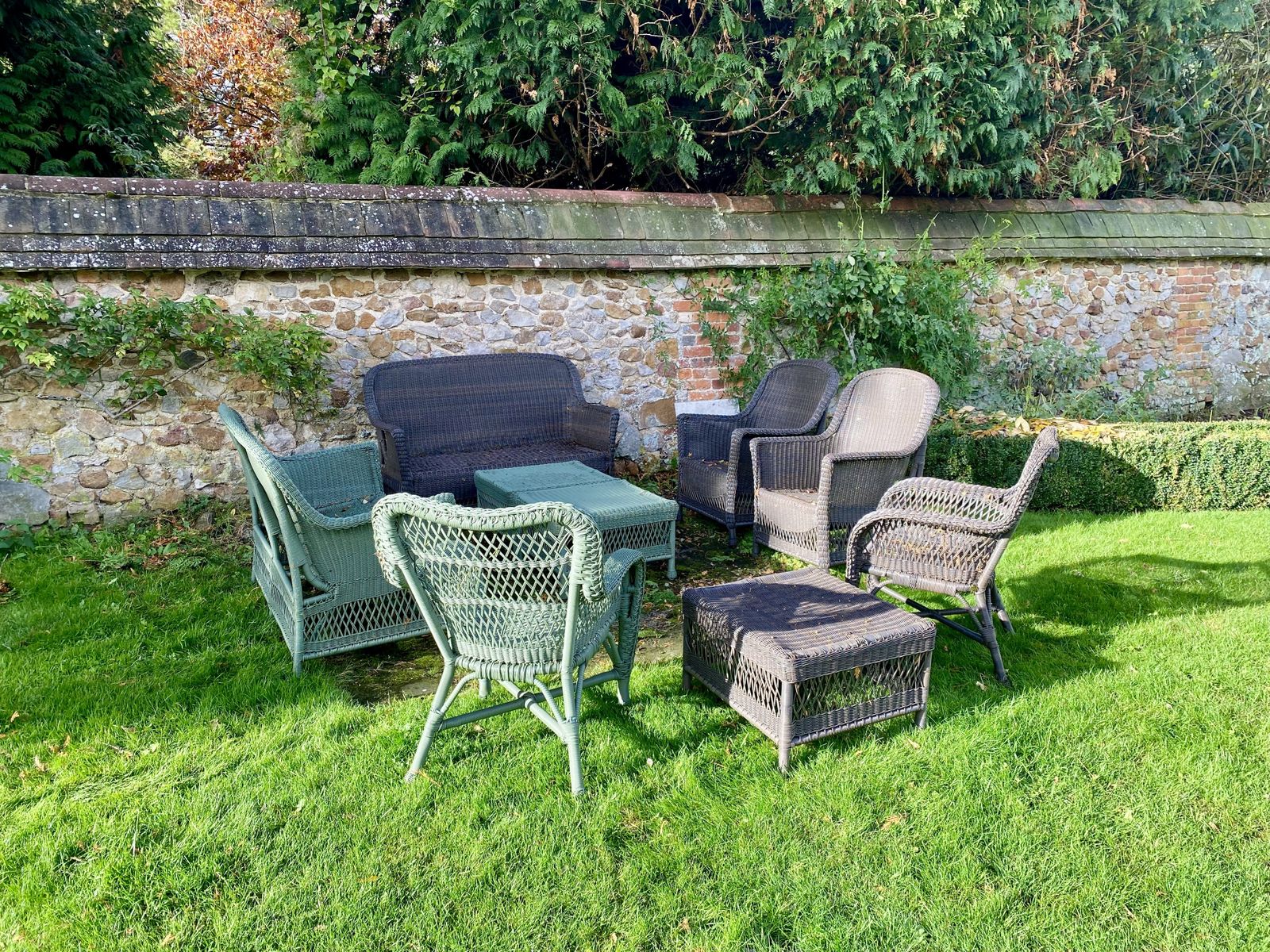 Vintage Wicker Garden Seating Set photo Garden Furniture